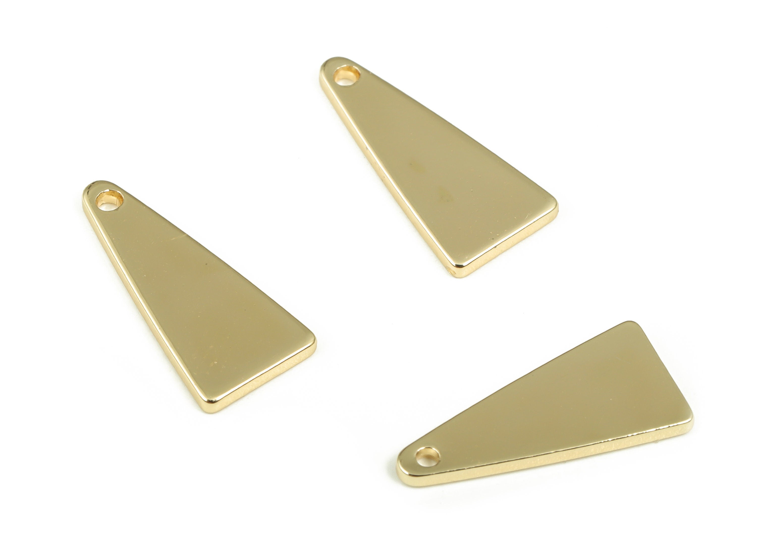 Brass Triangle Earring Charms - Gold Triangle Pendant - 18K Real Gold Plated Brass - Jewelry Making Supplies - 15.16x7.13x1.1mm - RGP3967 - DOMEDBAZAAR