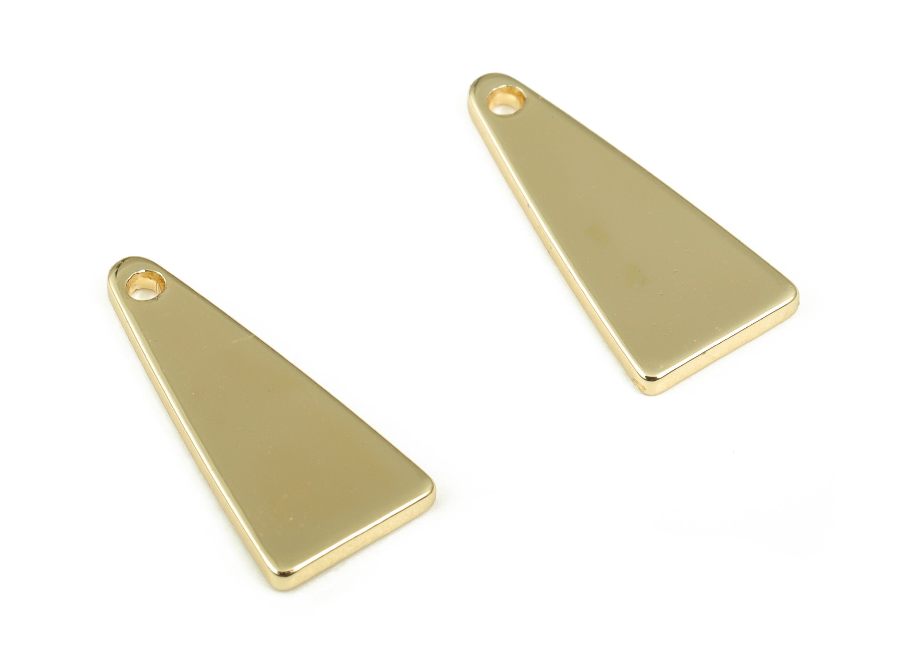 Brass Triangle Earring Charms - Gold Triangle Pendant - 18K Real Gold Plated Brass - Jewelry Making Supplies - 15.16x7.13x1.1mm - RGP3967 - DOMEDBAZAAR