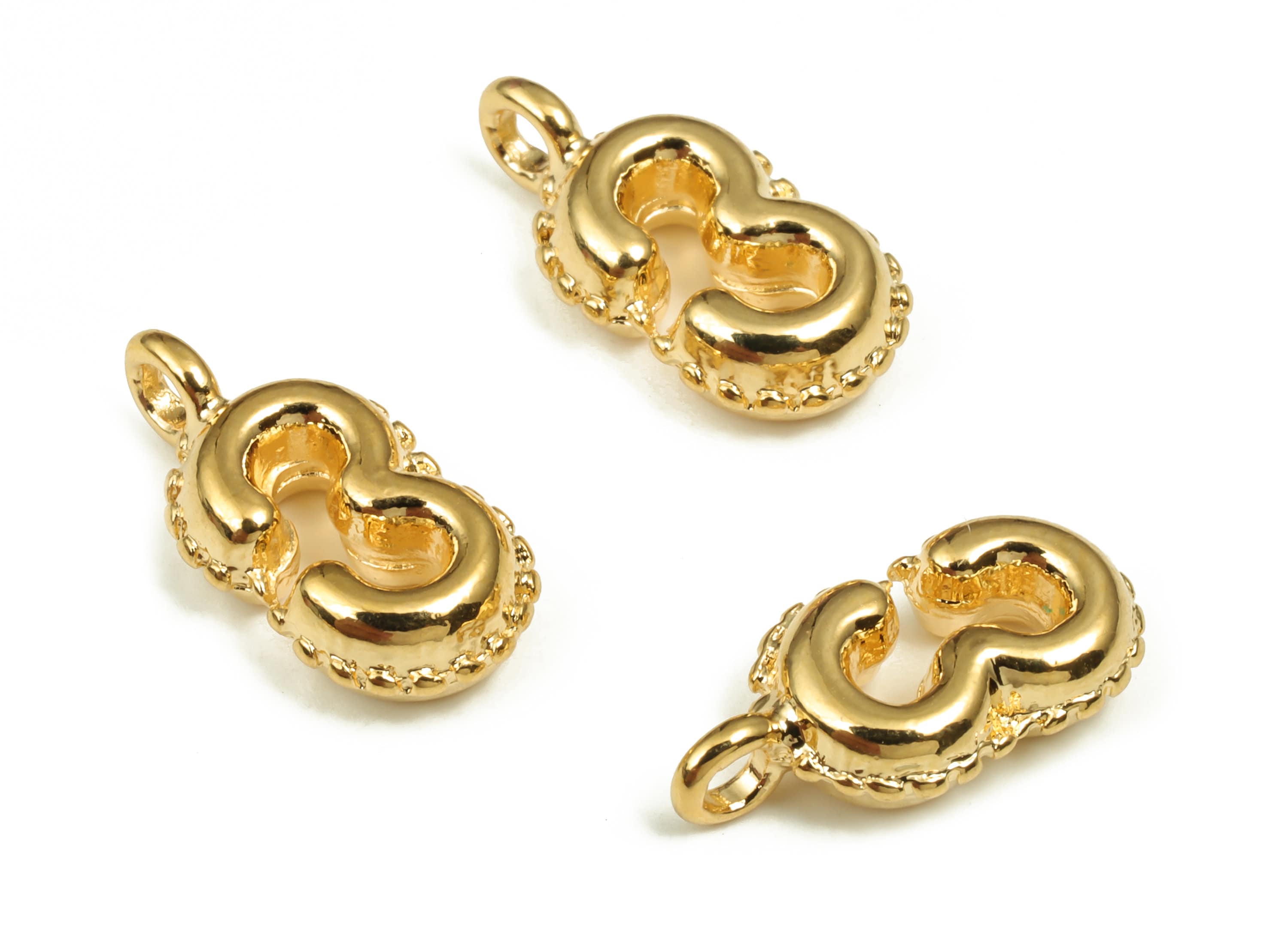 Brass Number Charm 3 - Gold Number Pendant Charm - 18K Gold Plated Brass - Numbered Charms - Jewelry Supplies - 14.99×7.83×3.87mm- RGP3577-3 - DOMEDBAZAAR