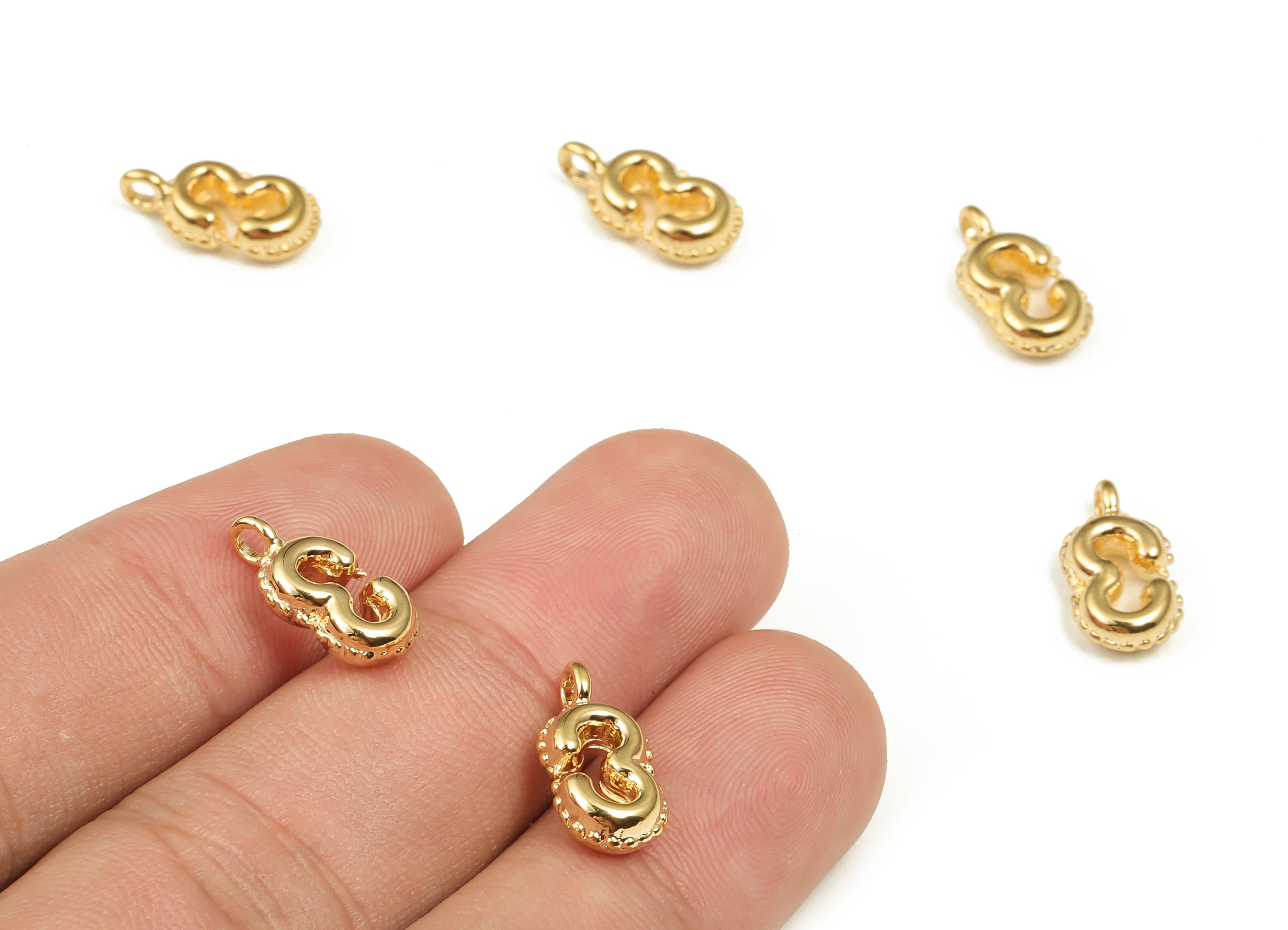 Brass Number Charm 3 - Gold Number Pendant Charm - 18K Gold Plated Brass - Numbered Charms - Jewelry Supplies - 14.99×7.83×3.87mm- RGP3577-3 - DOMEDBAZAAR