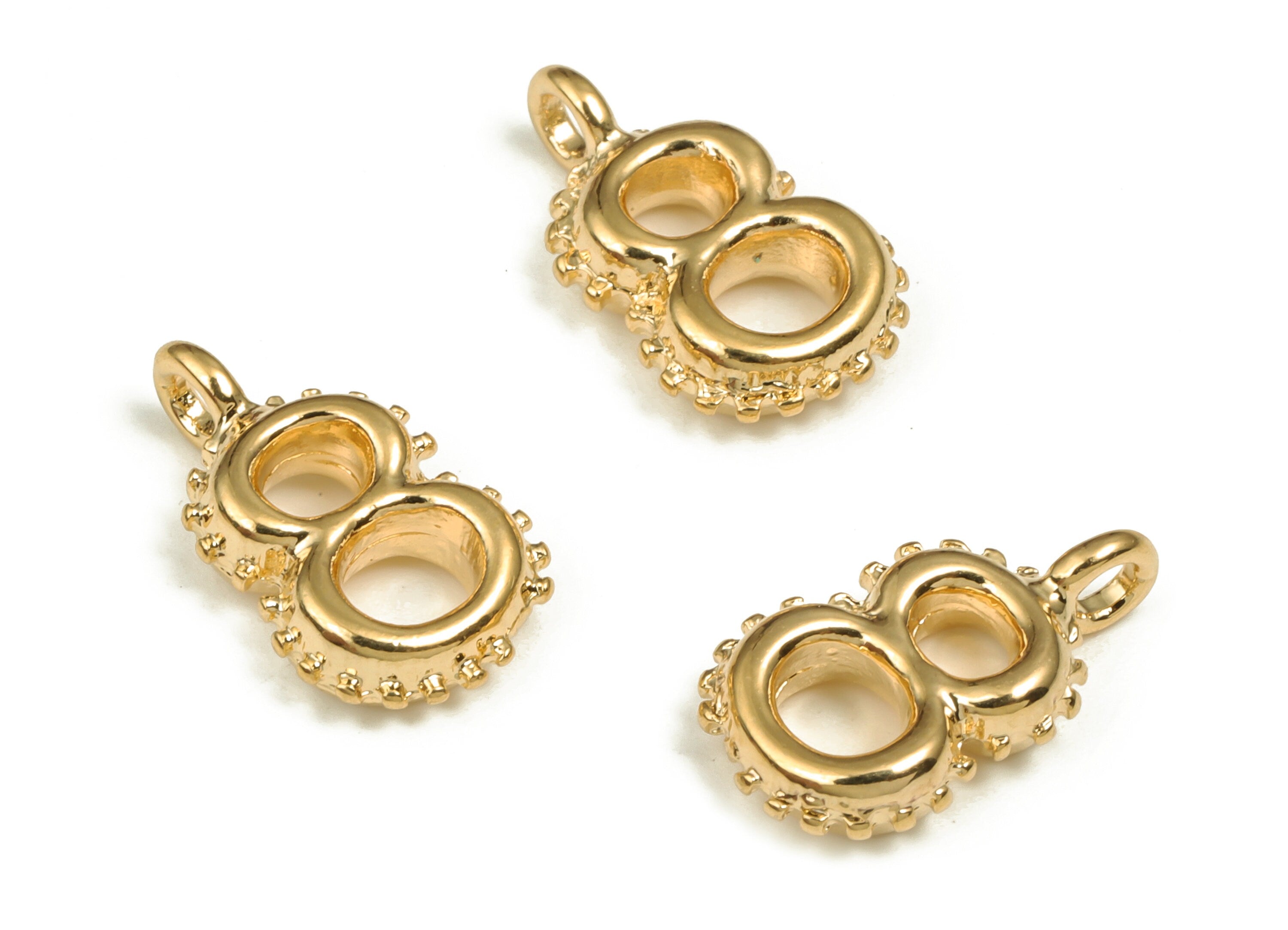 Brass Number Charm 8 - Gold Number Pendant Charm - 18K Gold Plated Brass - Numbered Charms - Jewelry Supplies- 14.67×8.74×3.22mm- RGP3577-8 - DOMEDBAZAAR