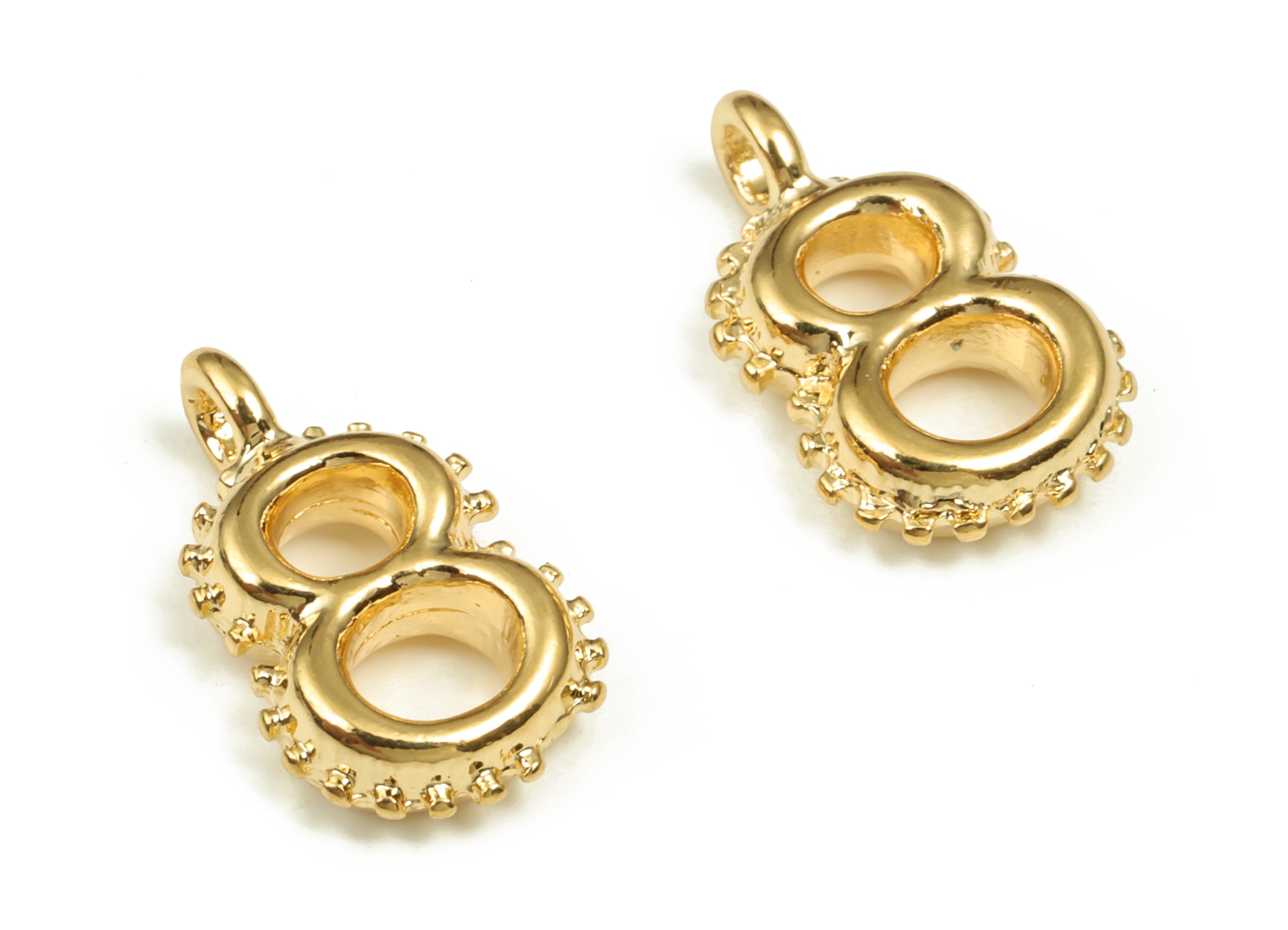 Brass Number Charm 8 - Gold Number Pendant Charm - 18K Gold Plated Brass - Numbered Charms - Jewelry Supplies- 14.67×8.74×3.22mm- RGP3577-8 - DOMEDBAZAAR