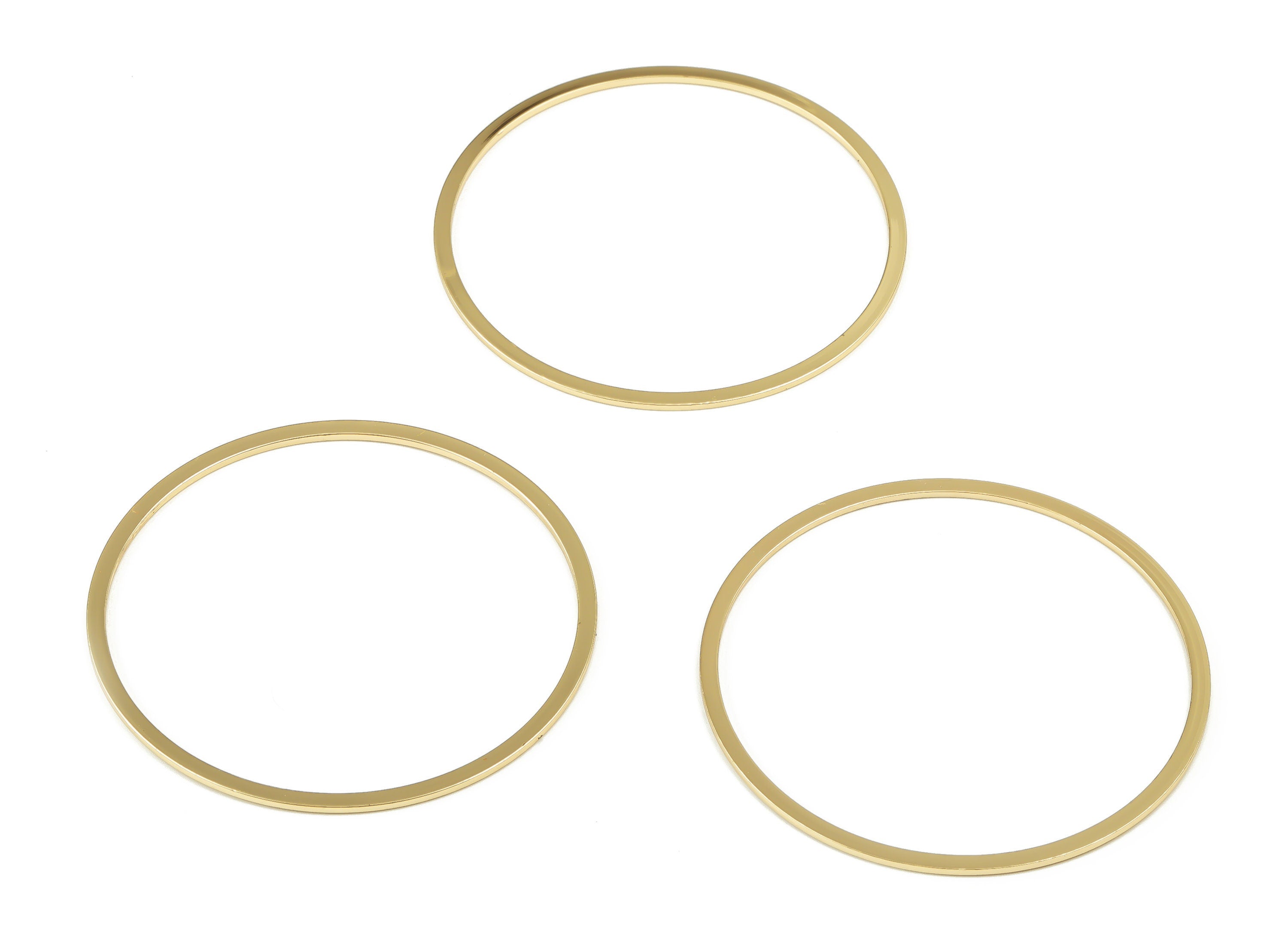 Brass Round Connector - Gold Round Links - Brass Circle Connector - 18K Real Gold Plated  Brass - Jewelry Supplies - 50x2x1mm - RGP3312-50 - DOMEDBAZAAR