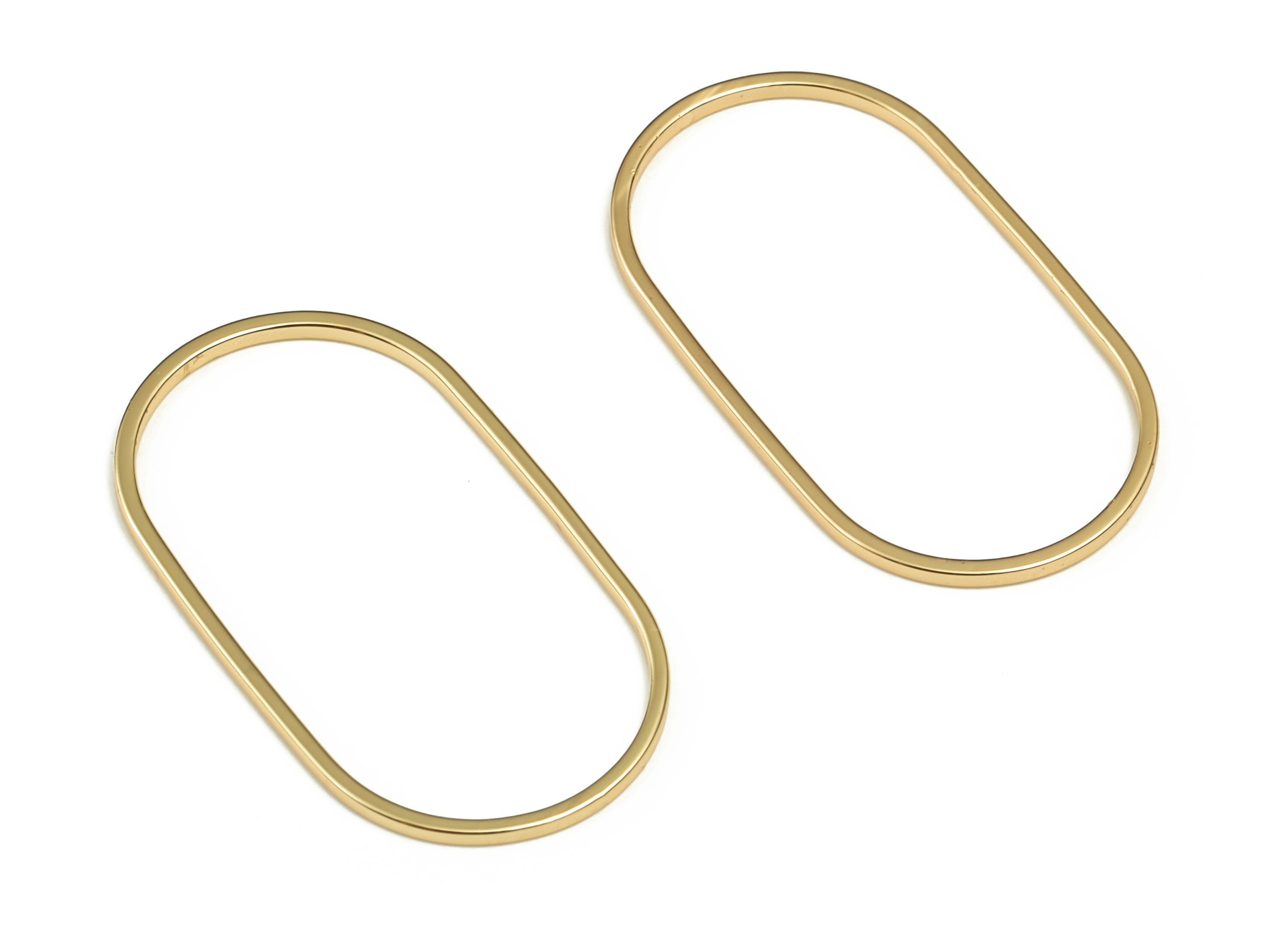 Brass Oval Earring Charms - Gold Oval Pendant - 18K Real Gold Plated  Brass - Earring Finding - Jewelry SuPPlies - 28x15x0.85mm - RGP3315 - DOMEDBAZAAR