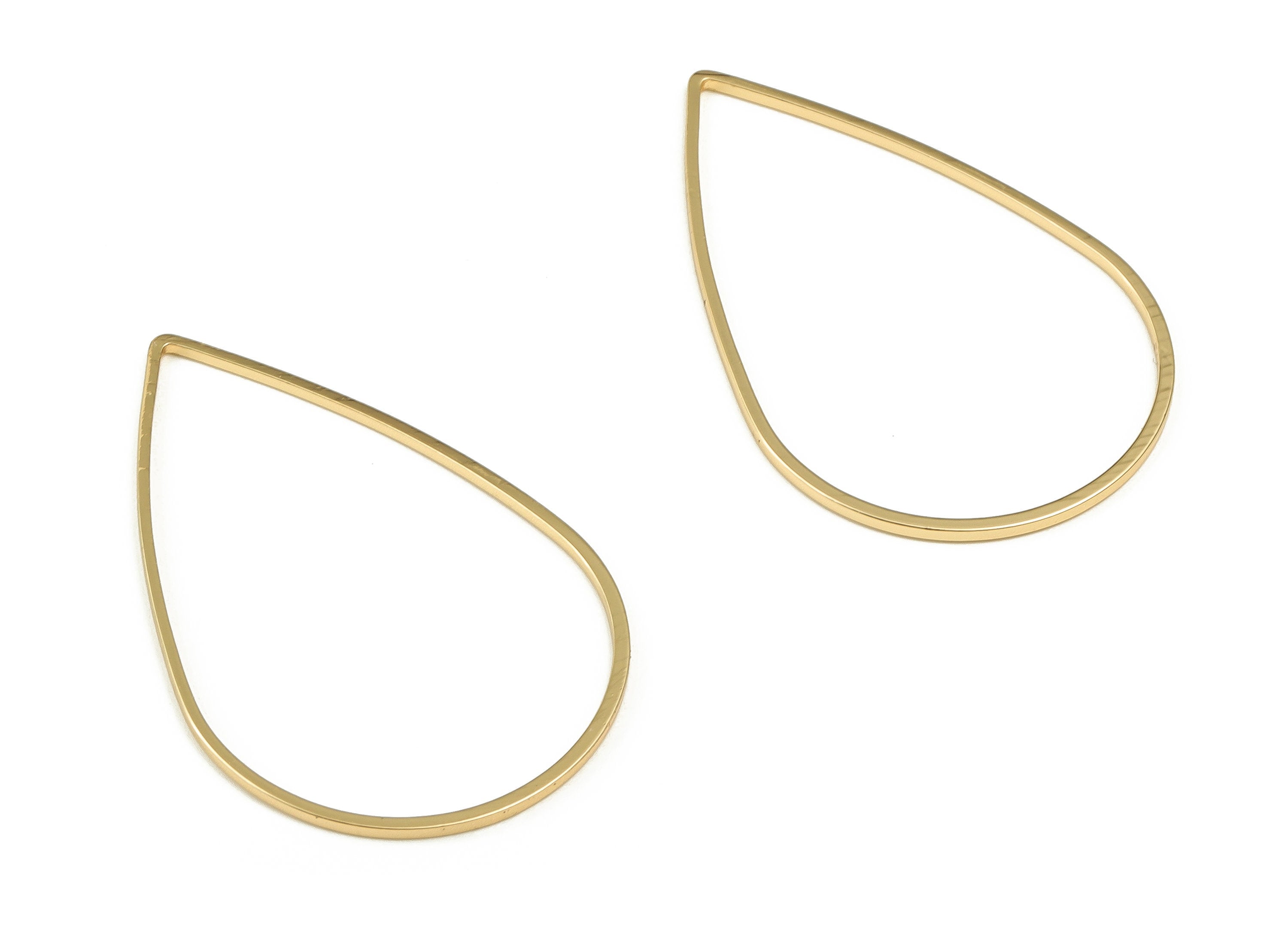Tear Drop Connector - Gold Drop Pendant - Brass Drop Earring Charms - 18K Real Gold Plated Brass - Jewelry Supplies - 39x25x1mm - RGP3314-39 - DOMEDBAZAAR
