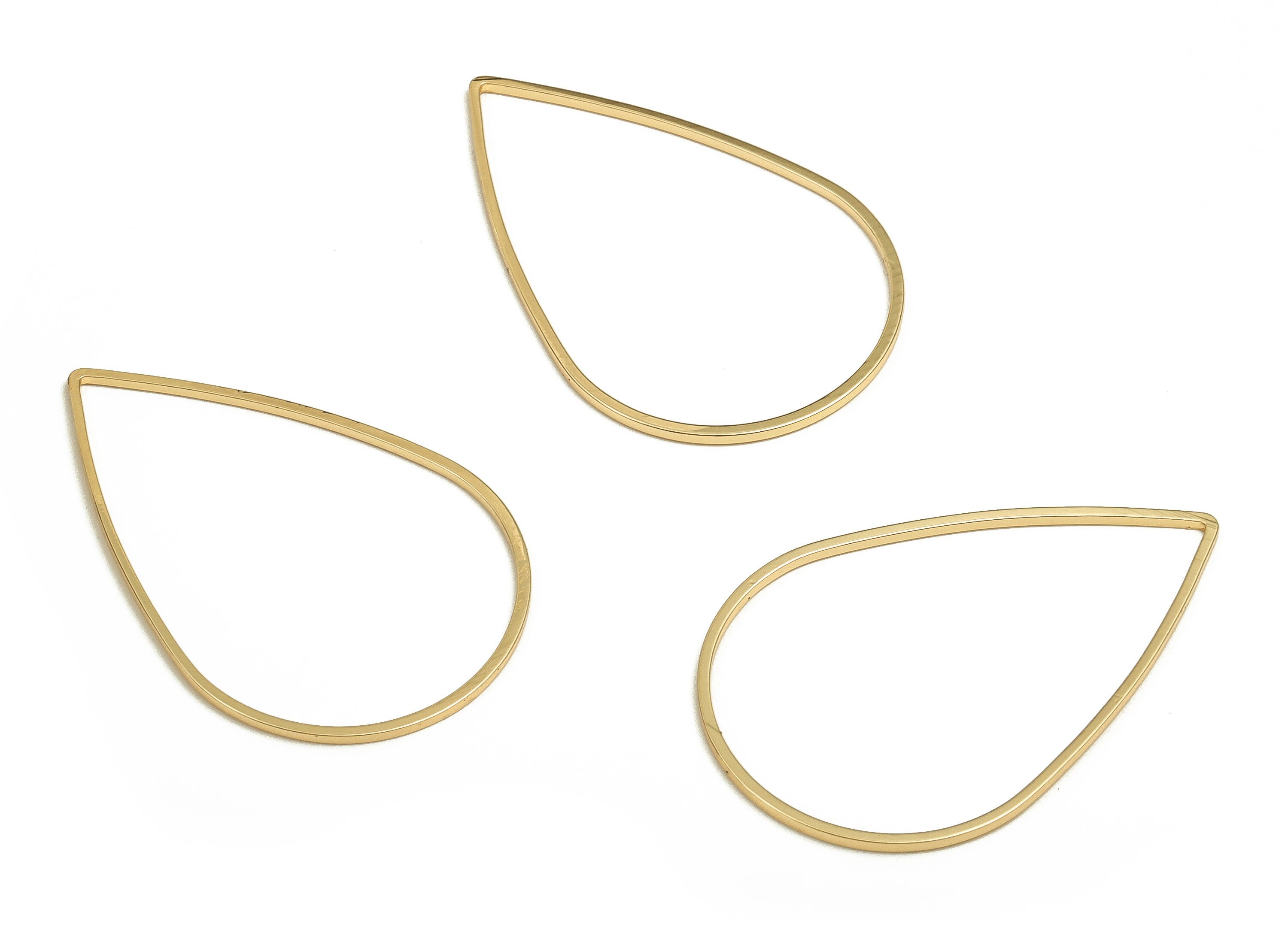 Tear Drop Connector - Gold Drop Pendant - Brass Drop Earring Charms - 18K Real Gold Plated Brass - Jewelry Supplies - 39x25x1mm - RGP3314-39 - DOMEDBAZAAR