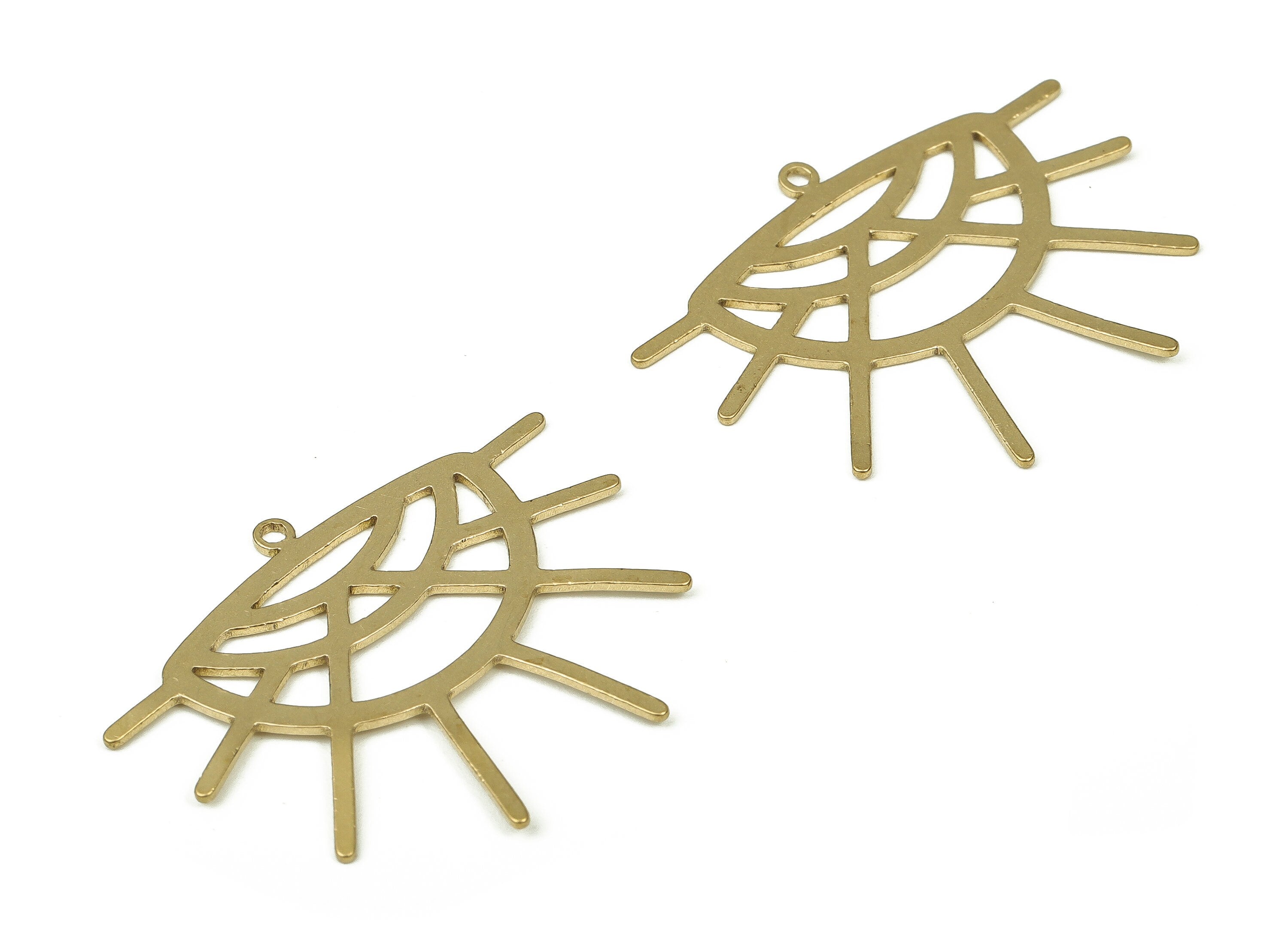 Brass Semi Circle Earring Charms - Raw Brass Half Moon Pendant - Earrings Finding - Jewelry Making Supplies - 33.27x26.38x0.74mm - PP4289 - DOMEDBAZAAR