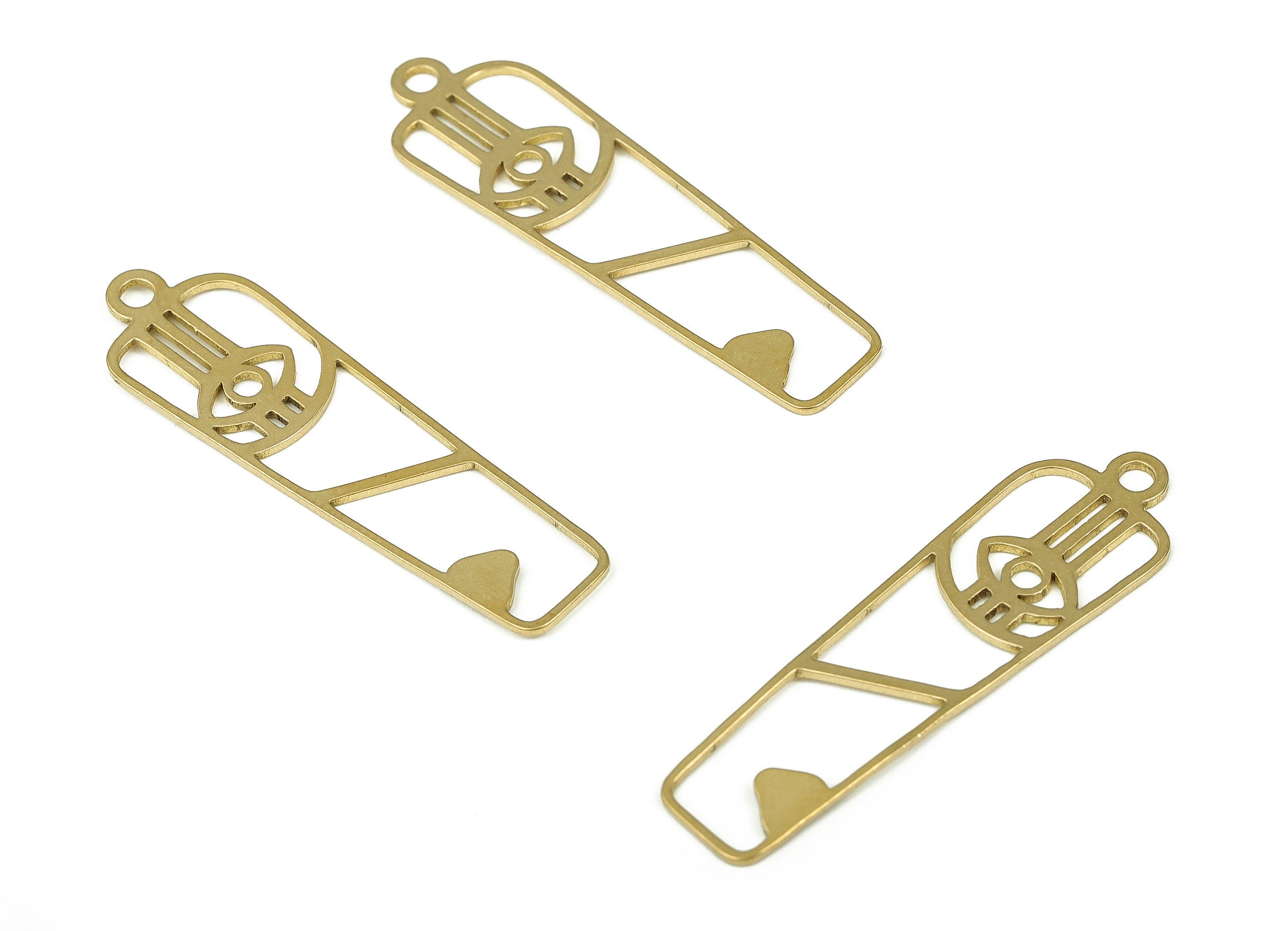 Raw Brass Oval Eye Earring Charm - Brass Oval Pendant Charm - Raw Brass Earring Findings - Jewelry Making Supplies -34.95x9.93x0.74mm-PP4318 - DOMEDBAZAAR