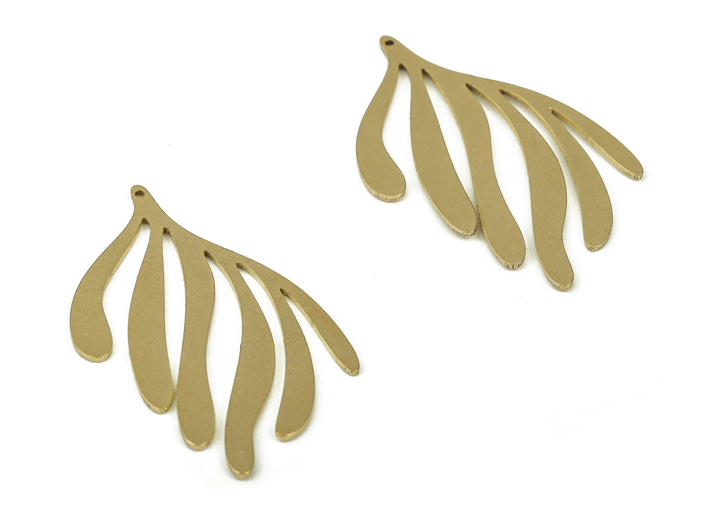 Raw Brass Branch Earring Charm - Brass Leaf Pendant Charm - Raw Brass Earring Findings - Jewelry Making Supplies -29.96x16.74x0.78mm- PP4341 - DOMEDBAZAAR