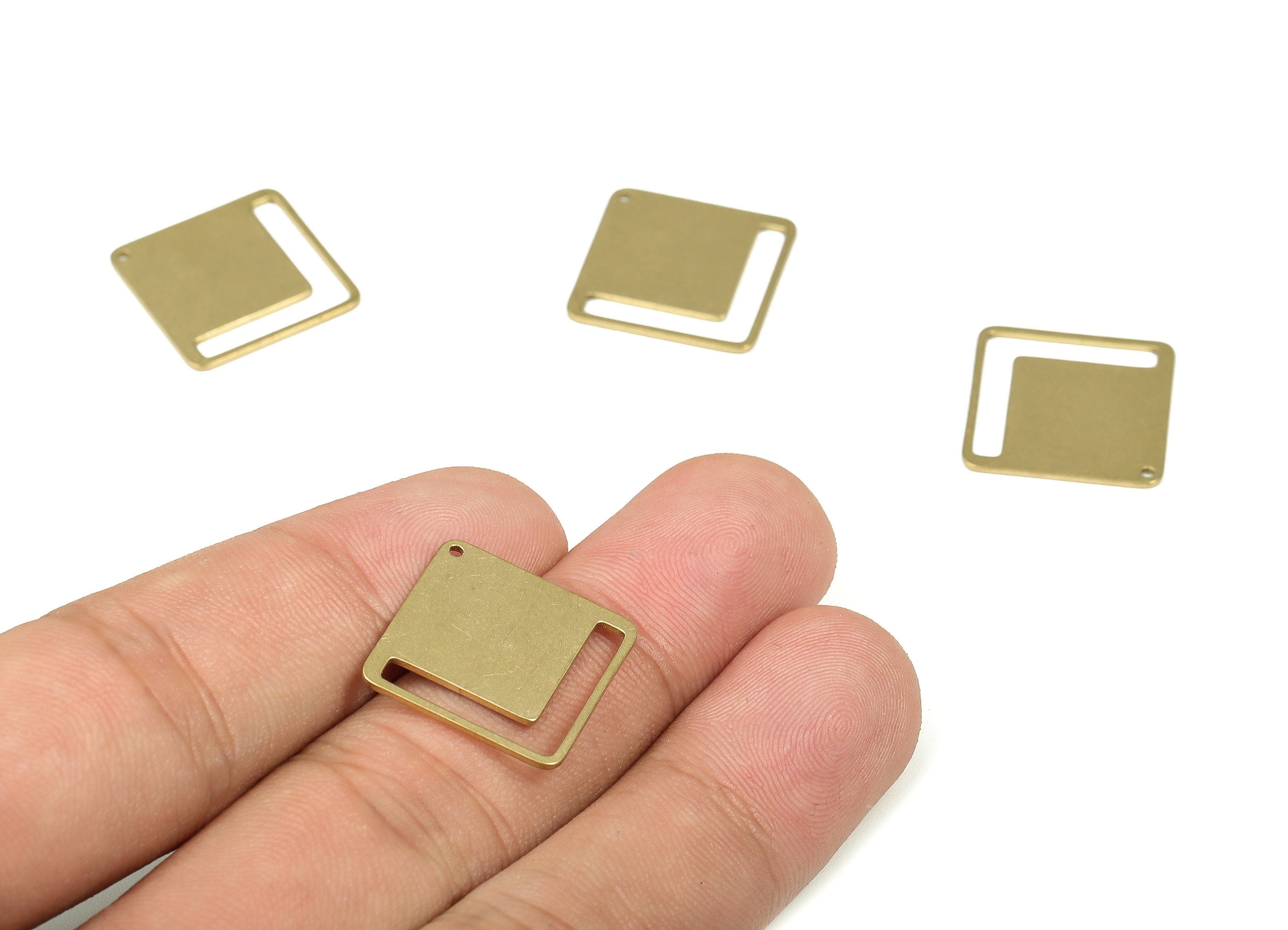 Personalized stamping blank - Brass Square Earrings Connectors - Raw Brass Square Pendant Charms  -17.13x7.13x0.81mm- PP4338 - DOMEDBAZAAR