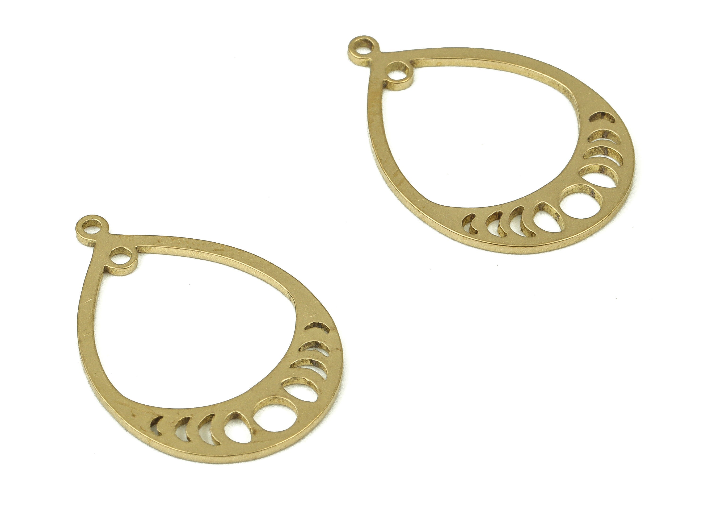 Brass Drop Moon Phases Pendant Charm - Raw Brass Phases of Moon Drop Earrings Charm - DIY Jewelry Making Supplies -20.14x15.24x0.7mm- PP4353 - DOMEDBAZAAR