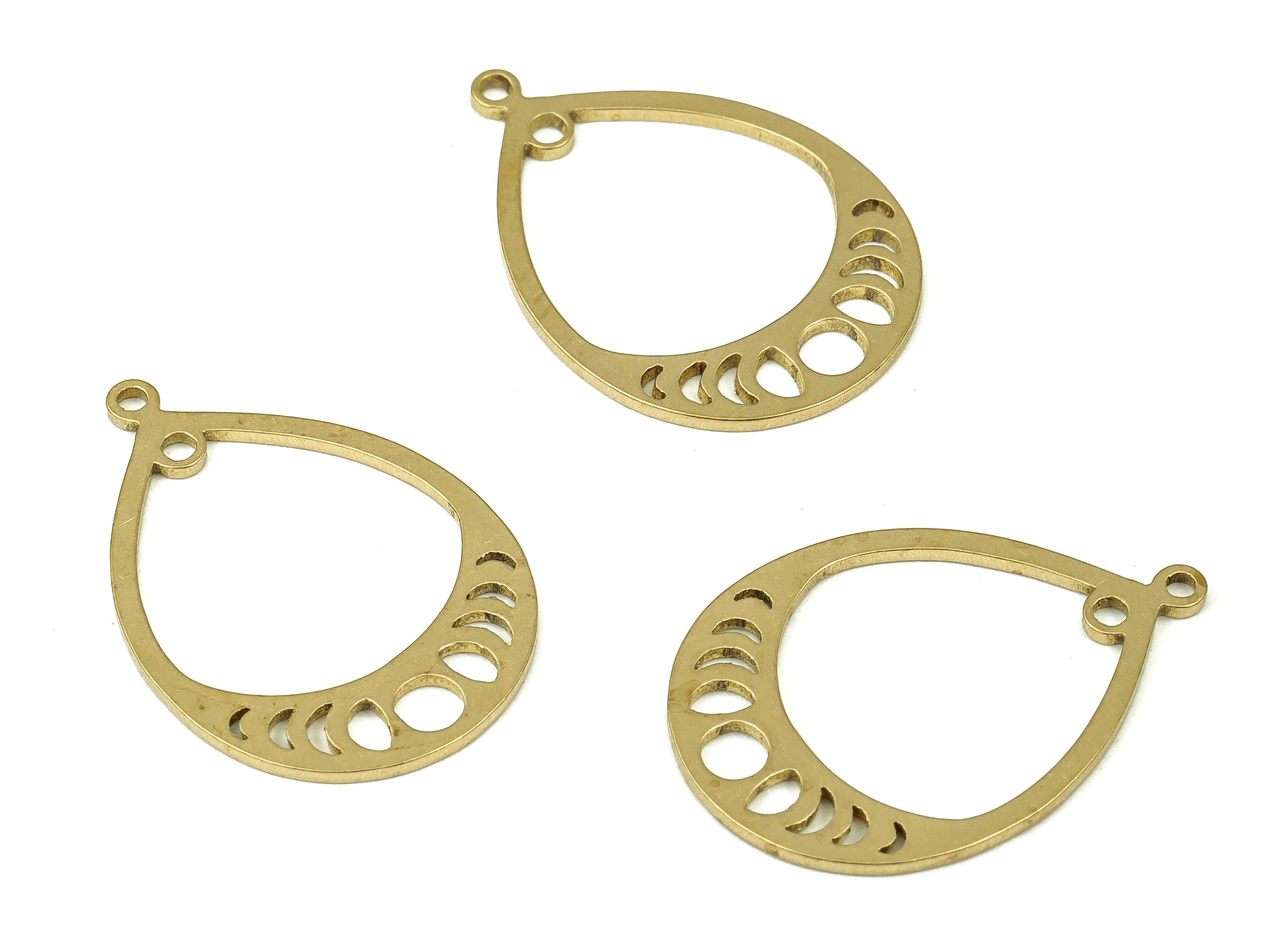 Brass Drop Moon Phases Pendant Charm - Raw Brass Phases of Moon Drop Earrings Charm - DIY Jewelry Making Supplies -20.14x15.24x0.7mm- PP4353 - DOMEDBAZAAR