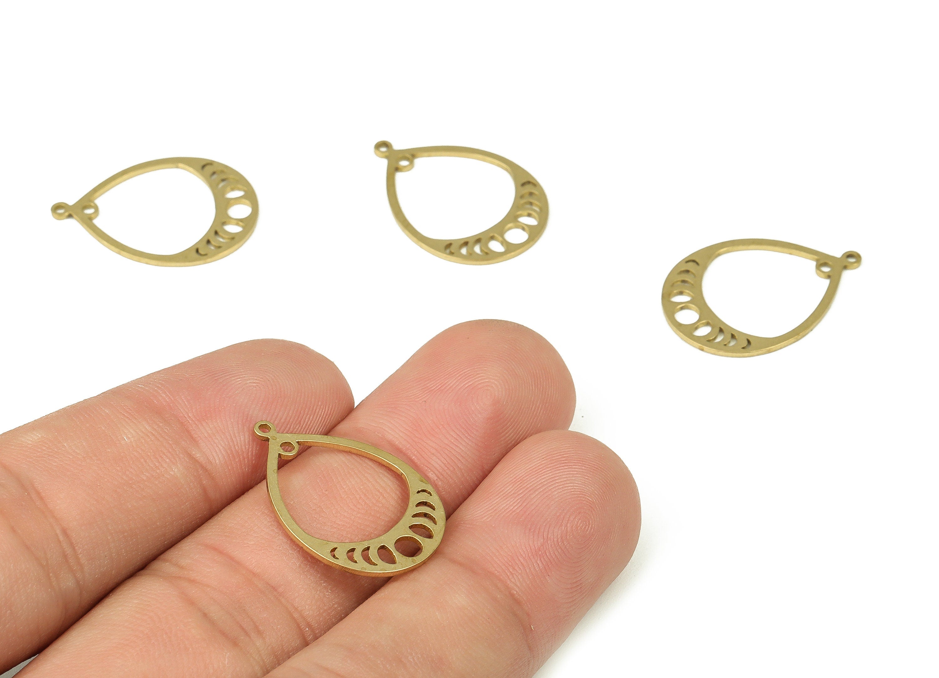 Brass Drop Moon Phases Pendant Charm - Raw Brass Phases of Moon Drop Earrings Charm - DIY Jewelry Making Supplies -20.14x15.24x0.7mm- PP4353 - DOMEDBAZAAR