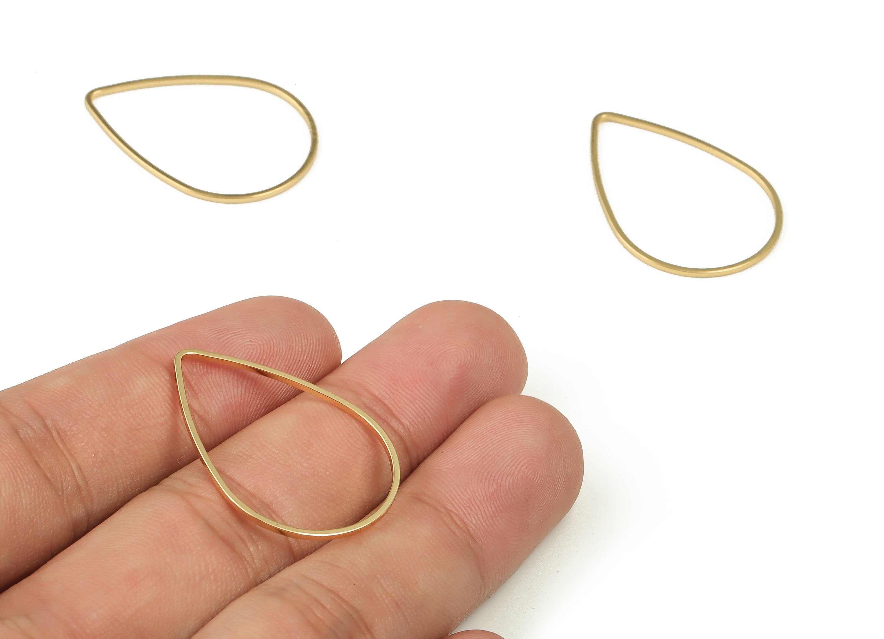 Tear Drop Connector - Gold Drop Pendant - Brass Drop Earring Charms - 18K Real Gold Plated Brass - Jewelry Supplies - 32x22x1mm - RGP3314-32 - DOMEDBAZAAR