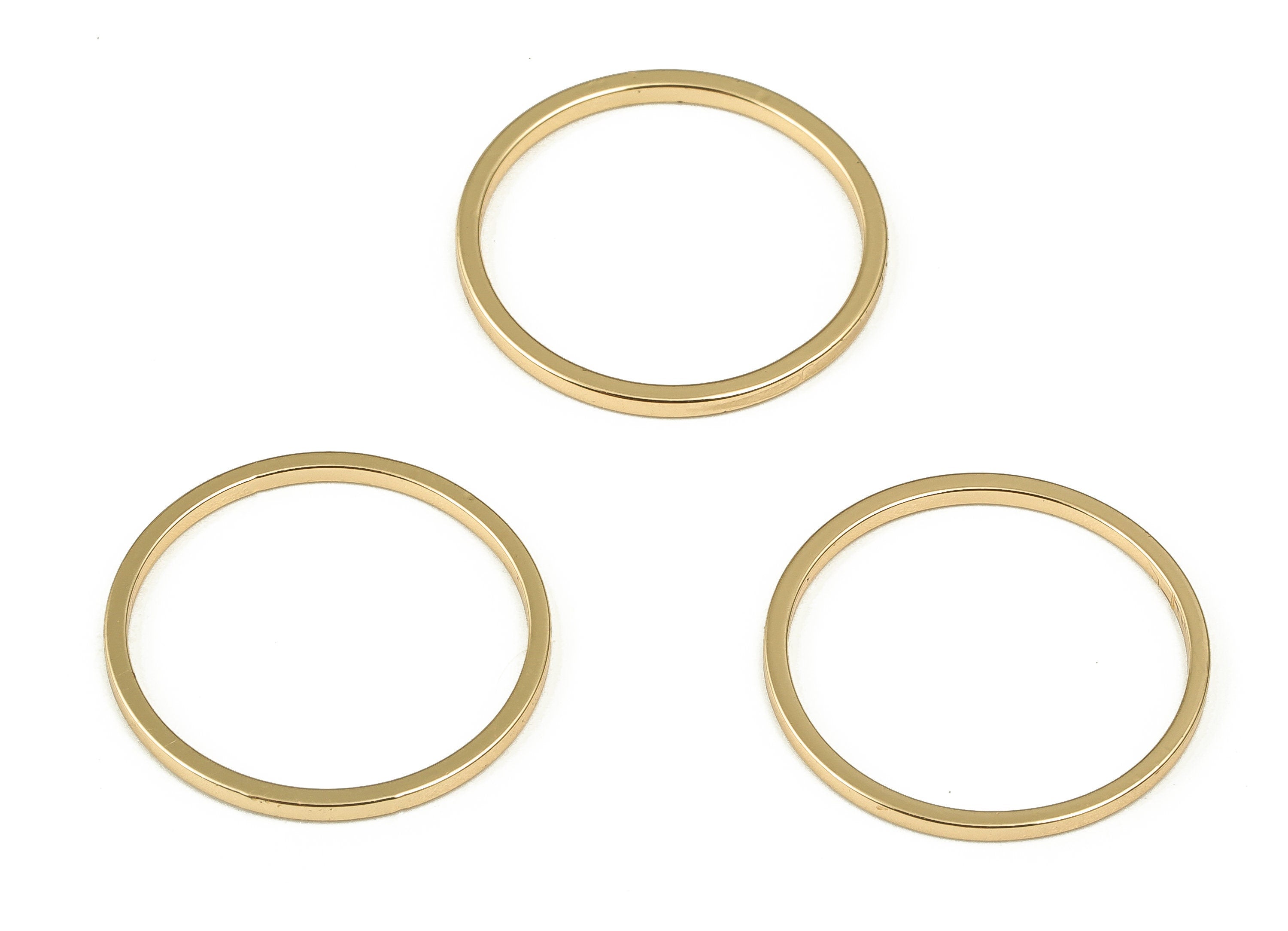 Brass Round Connector - Gold Round Links - Brass Circle Connector - 18K Real Gold Plated Brass - Jewelry Supplies - 18x1x1mm - RGP3310-18 - DOMEDBAZAAR