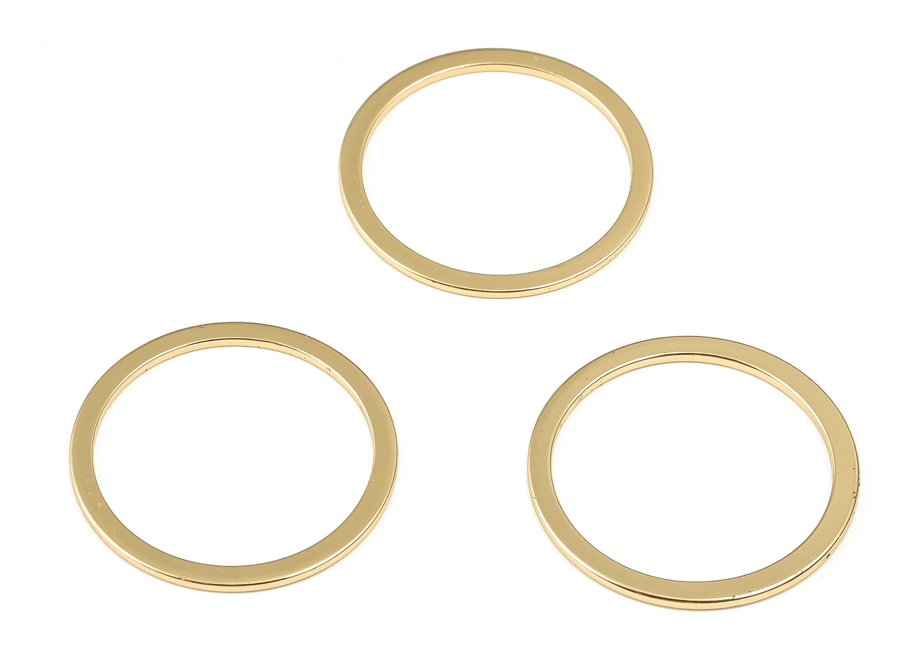 Brass Round Connector - Gold Round Links - Brass Circle Connector - 18K Real Gold Plated Brass - Jewelry Supplies - 25x2x1mm - RGP3312-25 - DOMEDBAZAAR
