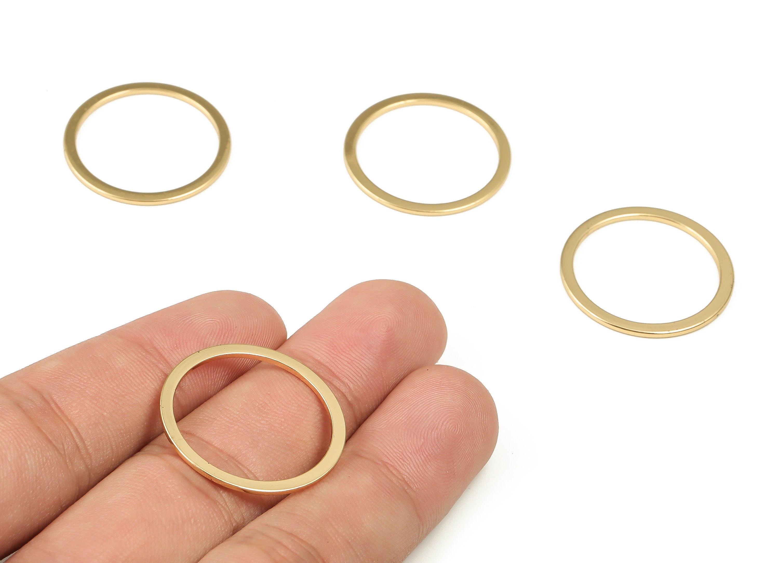 Brass Round Connector - Gold Round Links - Brass Circle Connector - 18K Real Gold Plated Brass - Jewelry Supplies - 25x2x1mm - RGP3312-25 - DOMEDBAZAAR