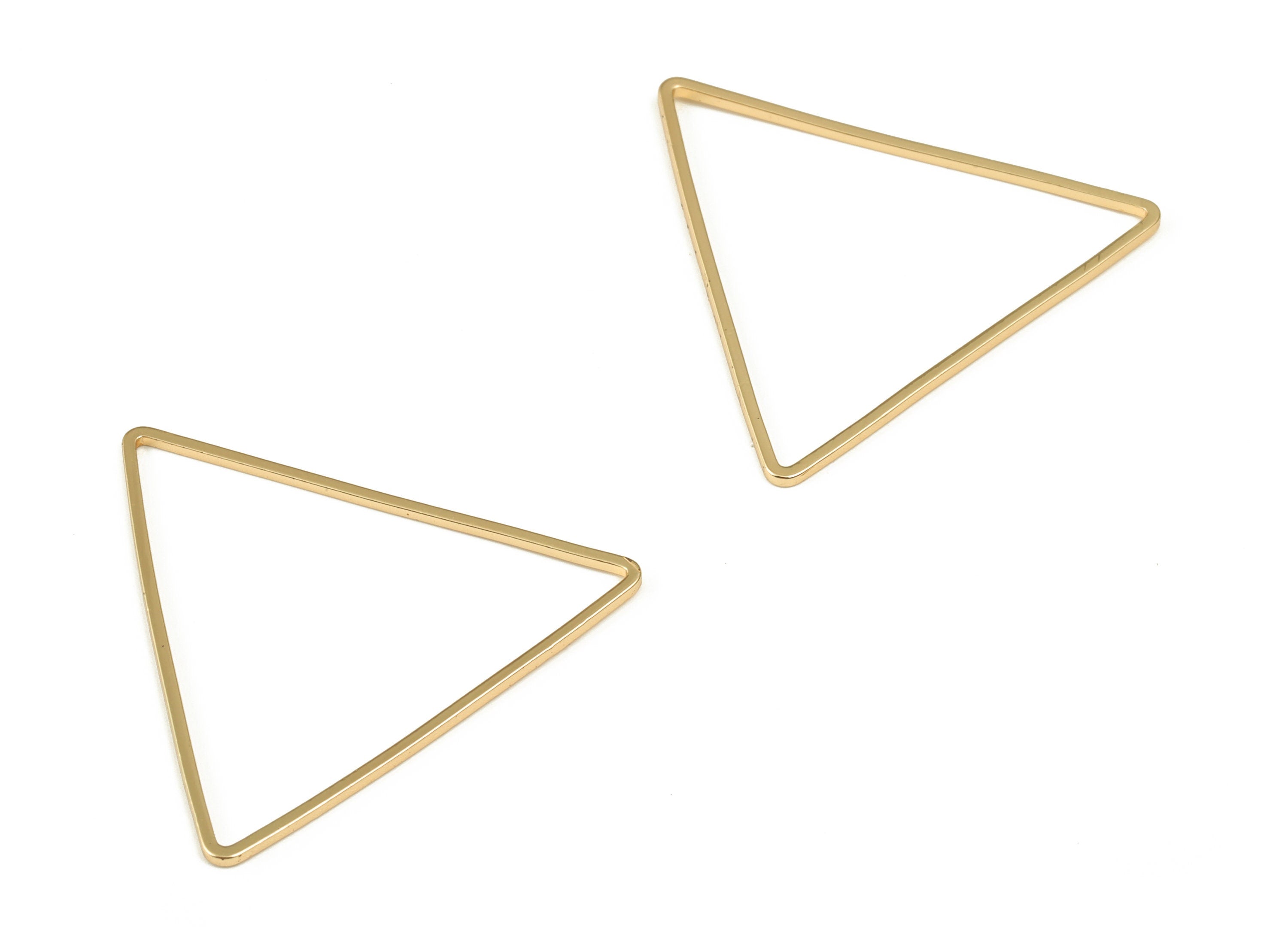Brass Triangle Earring Charms - Gold Triangle Shaped Pendant - 18K Real Gold Plated Brass - Jewelry Making Supplies - 34x1x1mm - RGP3316-34 - DOMEDBAZAAR
