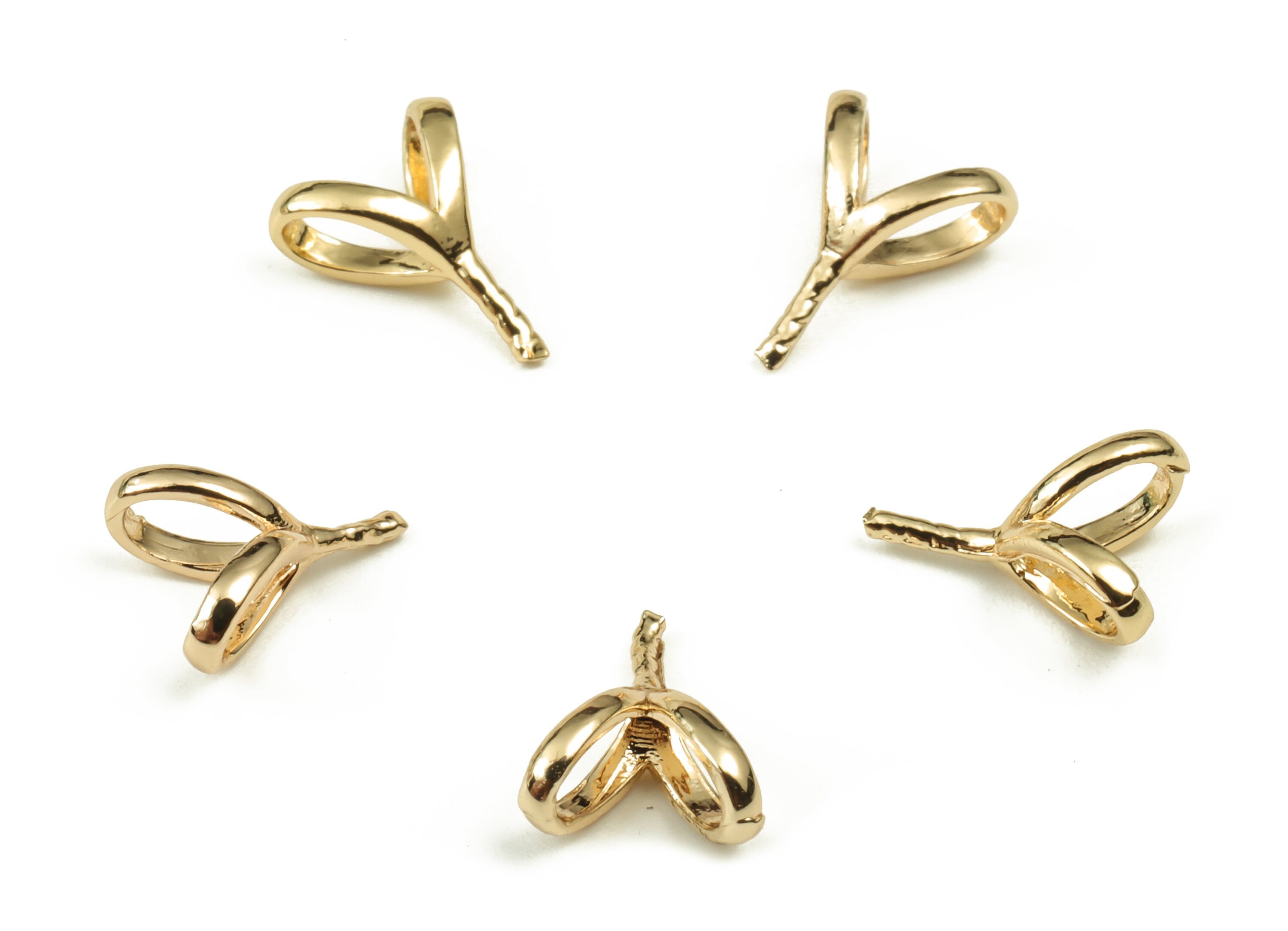 Brass Irregular Earring Connector - Gold Plated Cap Bail Peg for Half Drilled Beads - 18K Real Gold Plated Brass - 8.77x6.57x1.3mm - RGP3667 - DOMEDBAZAAR