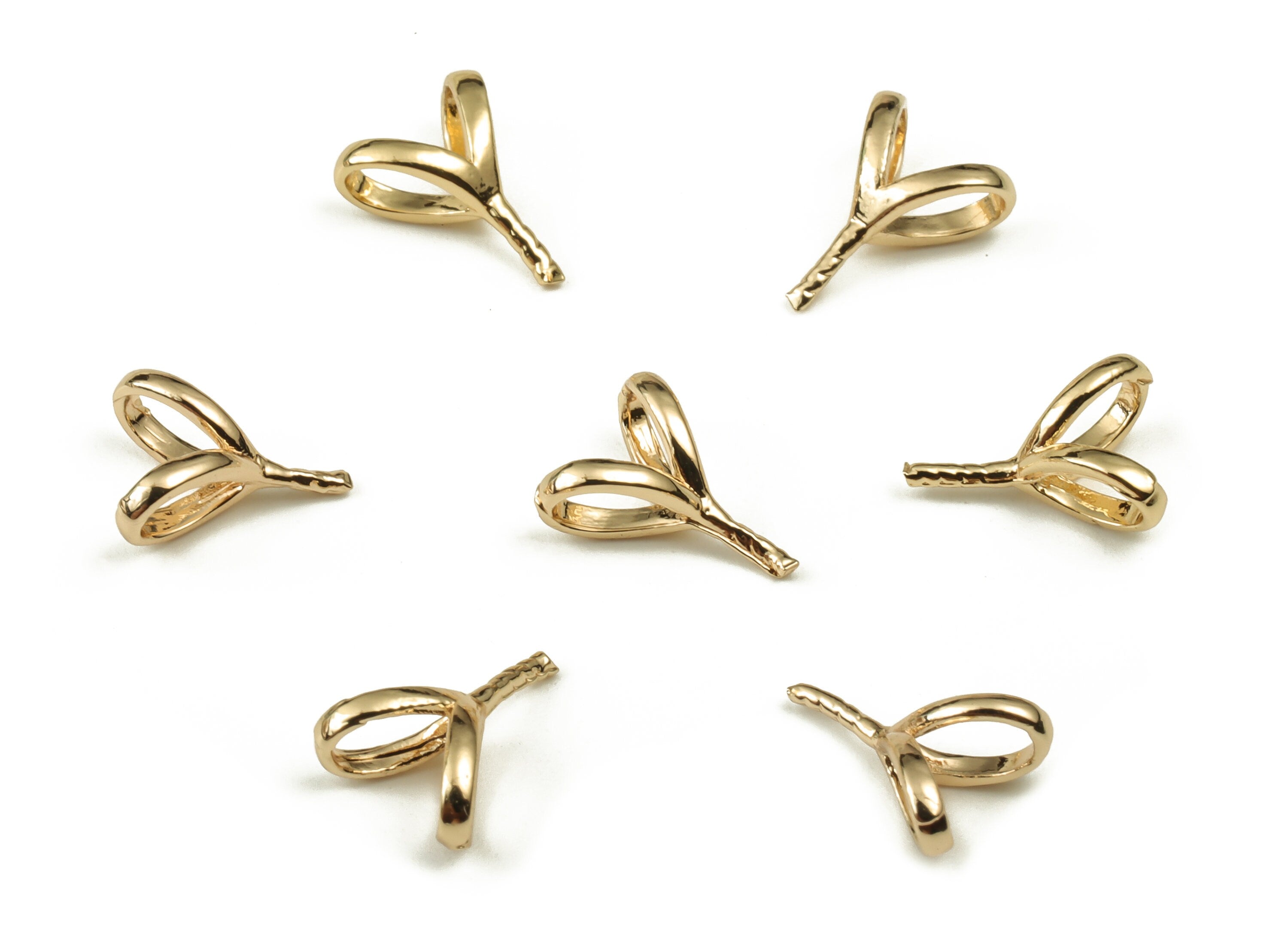 Brass Irregular Earring Connector - Gold Plated Cap Bail Peg for Half Drilled Beads - 18K Real Gold Plated Brass - 8.77x6.57x1.3mm - RGP3667 - DOMEDBAZAAR