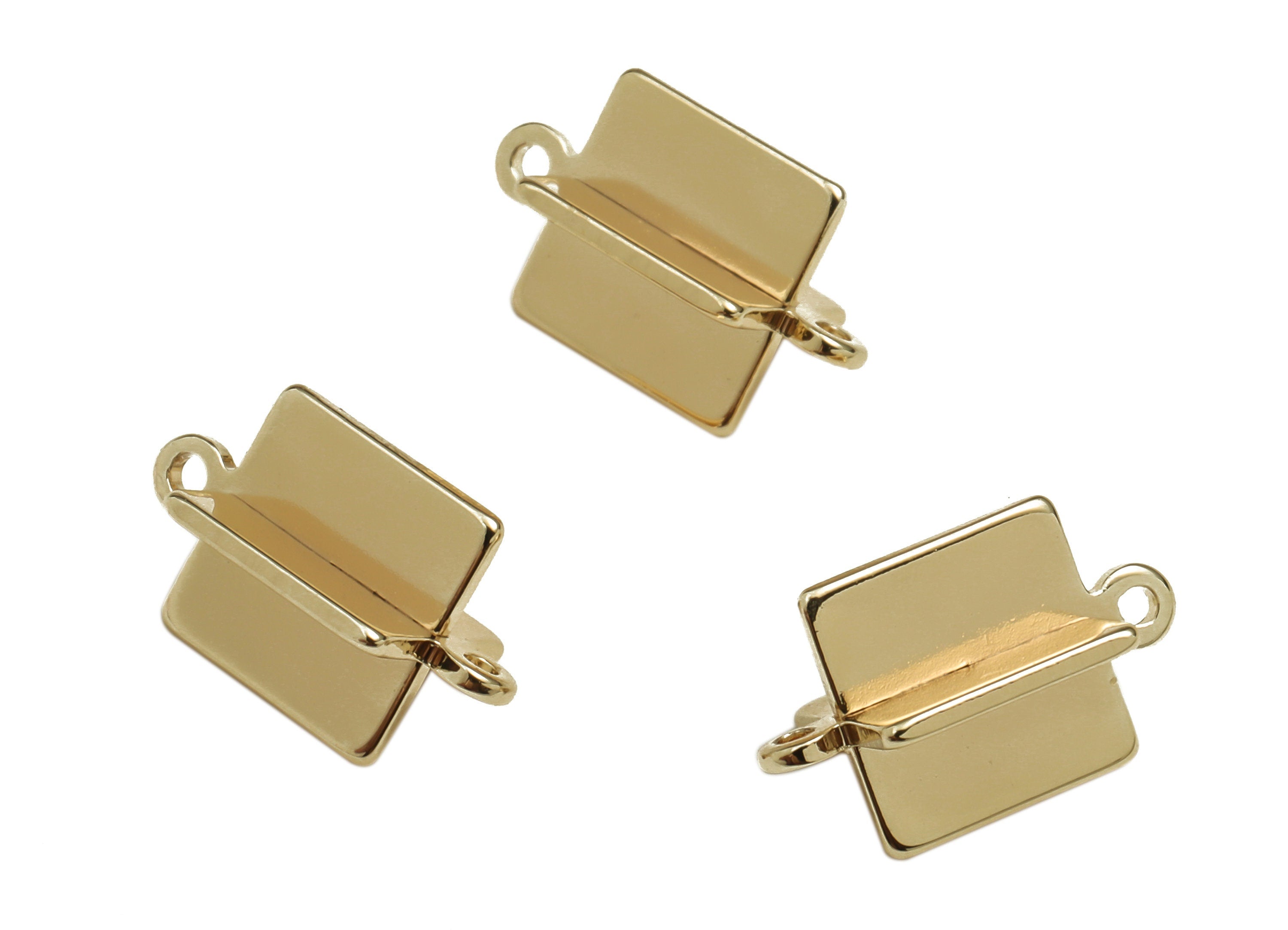 Brass Rhombic Earring Connector - Gold Rhombic Pendant - 18K Real Gold Plated Brass - Jewelry Making Supplies - 13.6x6.3x0.8mm - RGP3493 - DOMEDBAZAAR
