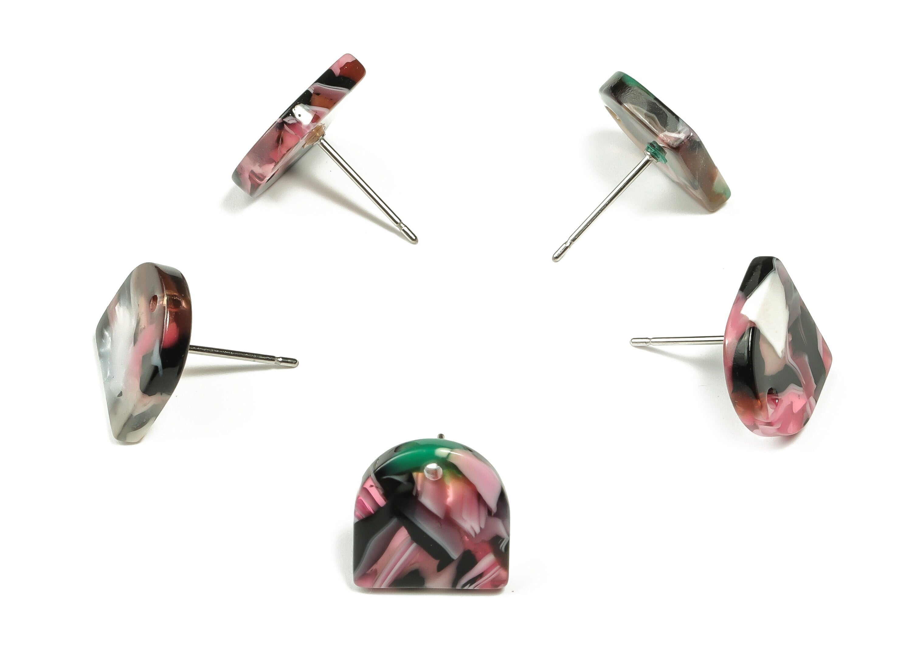 Acetate D Earring Post - Acrylic D Earrings Stud - Jewelry Supplies - Color Code: A61 - 11.7x11.5x2.5mm - AC1560-A61 - DOMEDBAZAAR