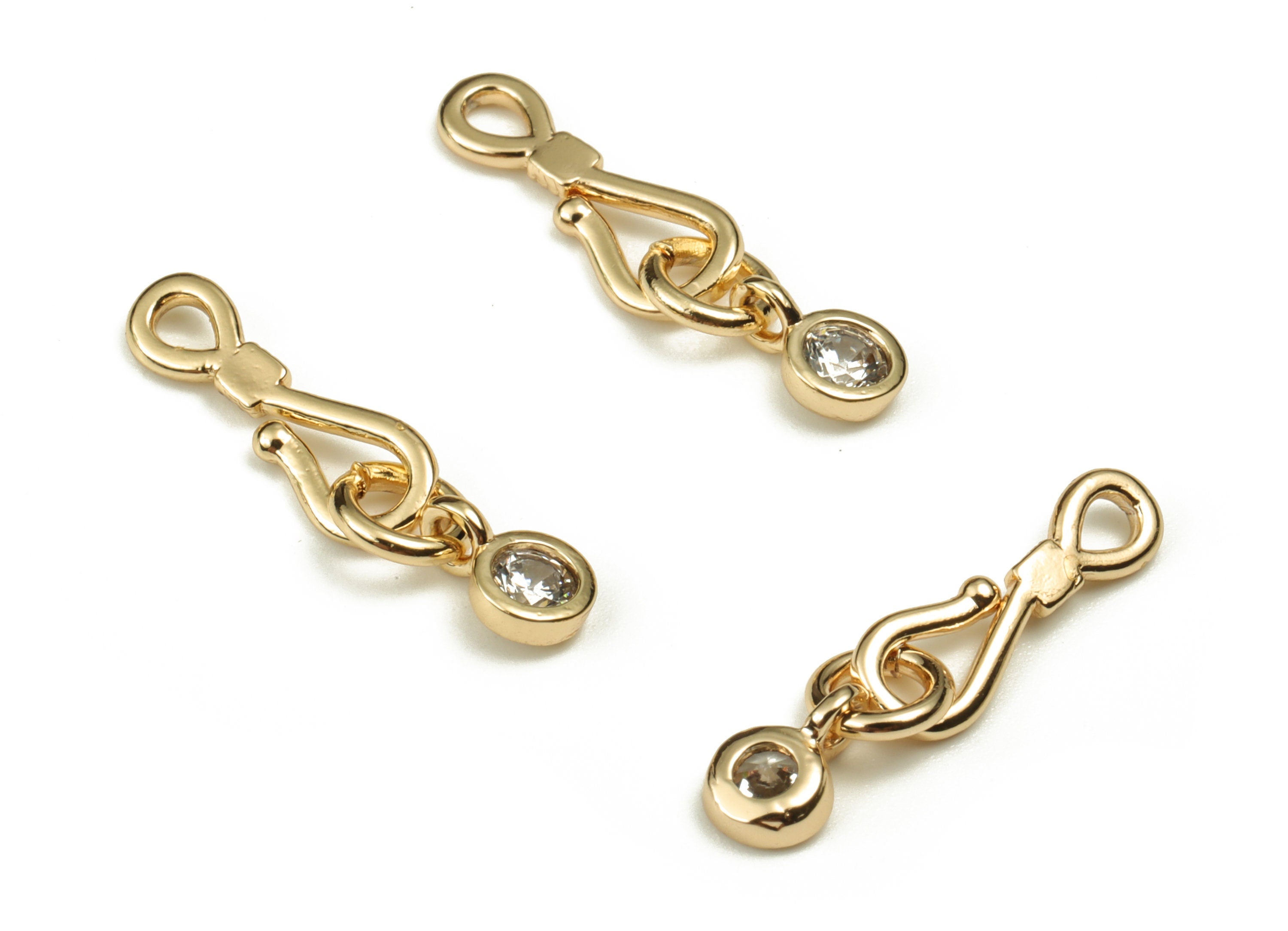 Brass Knot Earring Charms With Zircon - Gold Knot Pendant - 18K Real Gold Plated Brass - Jewelry Making Supplies - 19.23x4.79x1mm - RGP3937 - DOMEDBAZAAR