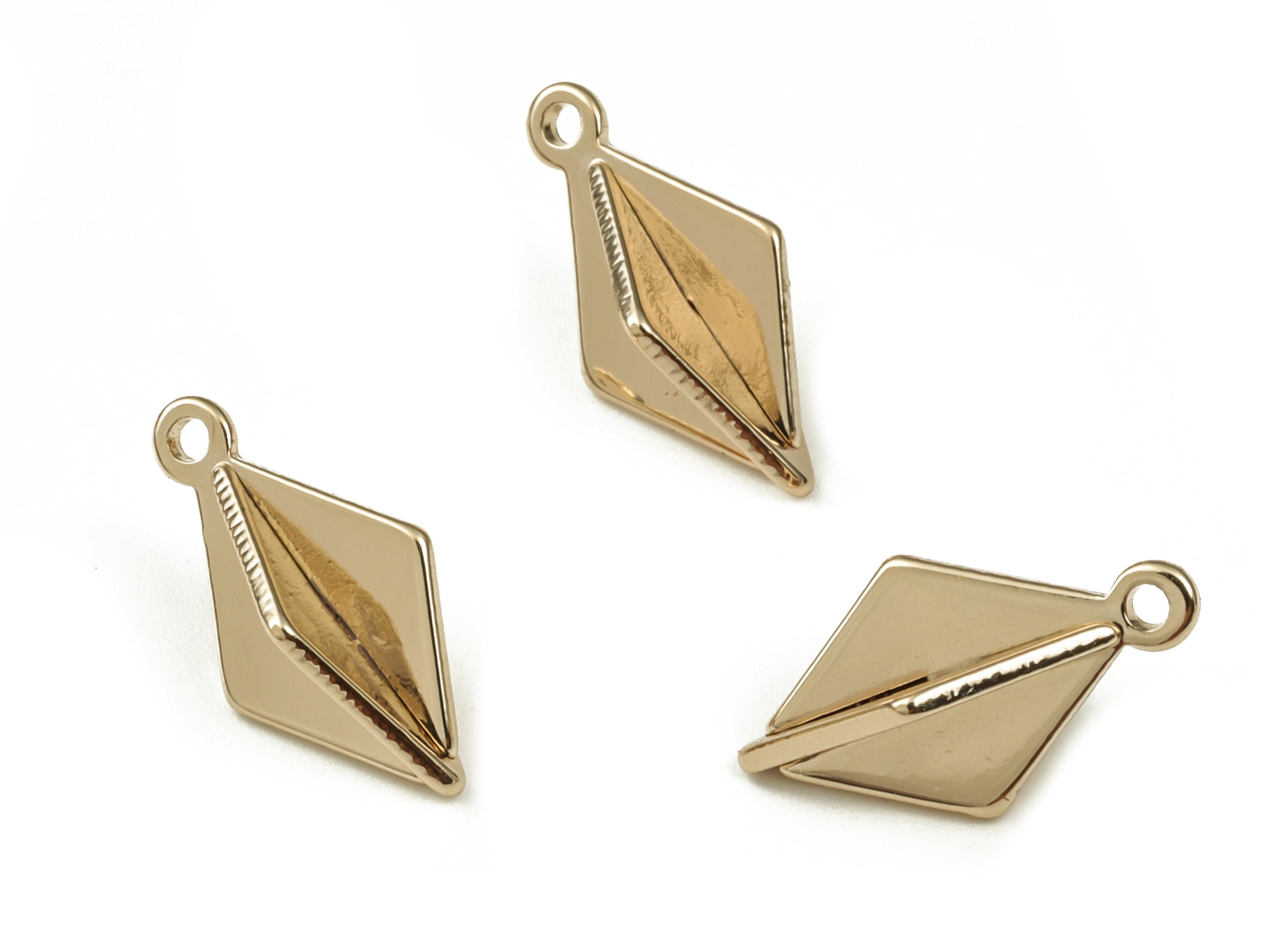 Brass Rhombic Earring Charms - Gold Rhombic Pendant - 18K Real Gold Plated Brass - Jewelry Making Supplies - 14.31x8.04x1.24mm - RGP3924 - DOMEDBAZAAR