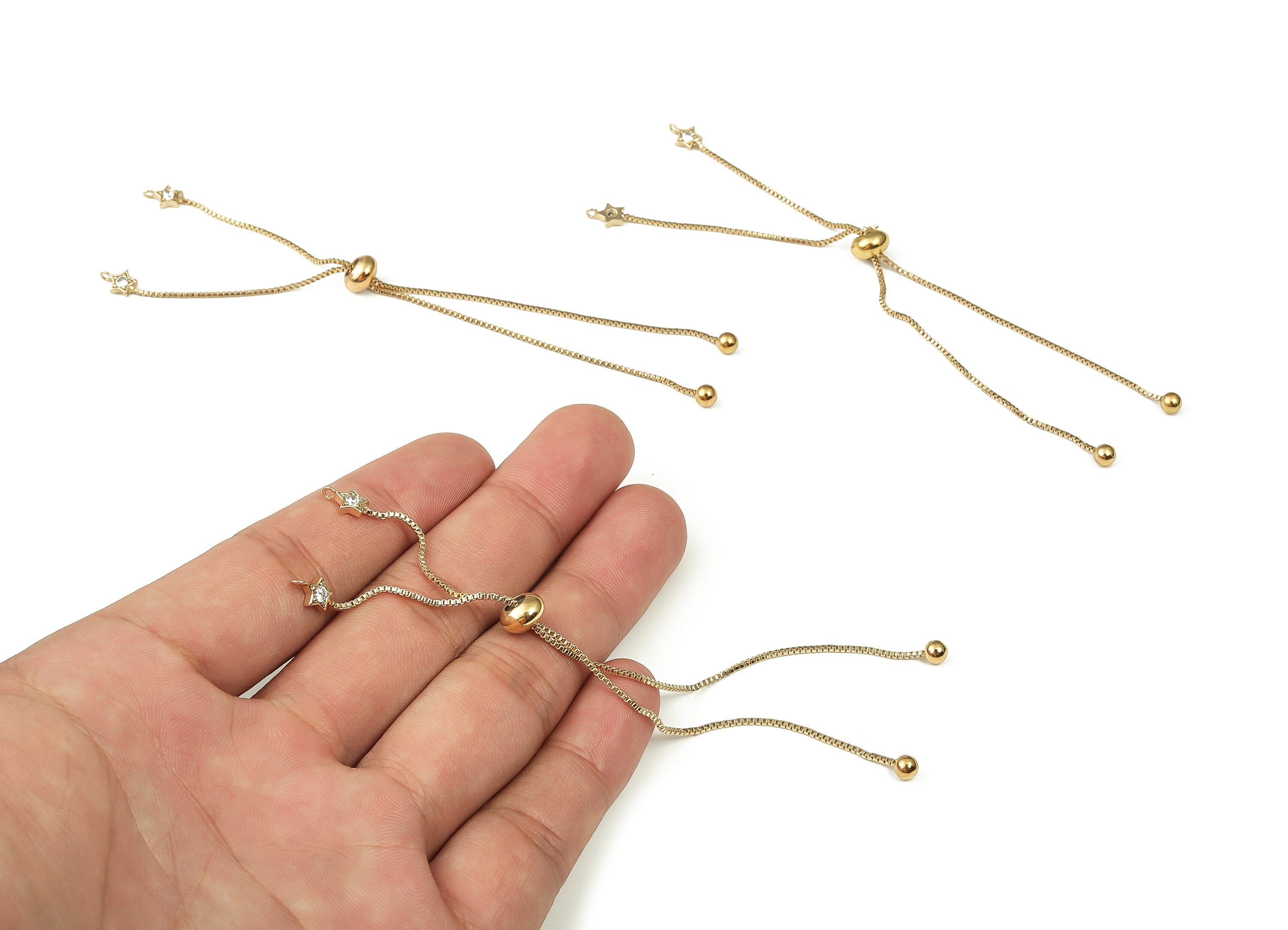 Brass Long Earrings With Zircons - Long Gold Earrings - Statement Earrings - 18K Real Gold Plated Brass - 125.48x7.35x0.96mm - RGP3330 - DOMEDBAZAAR