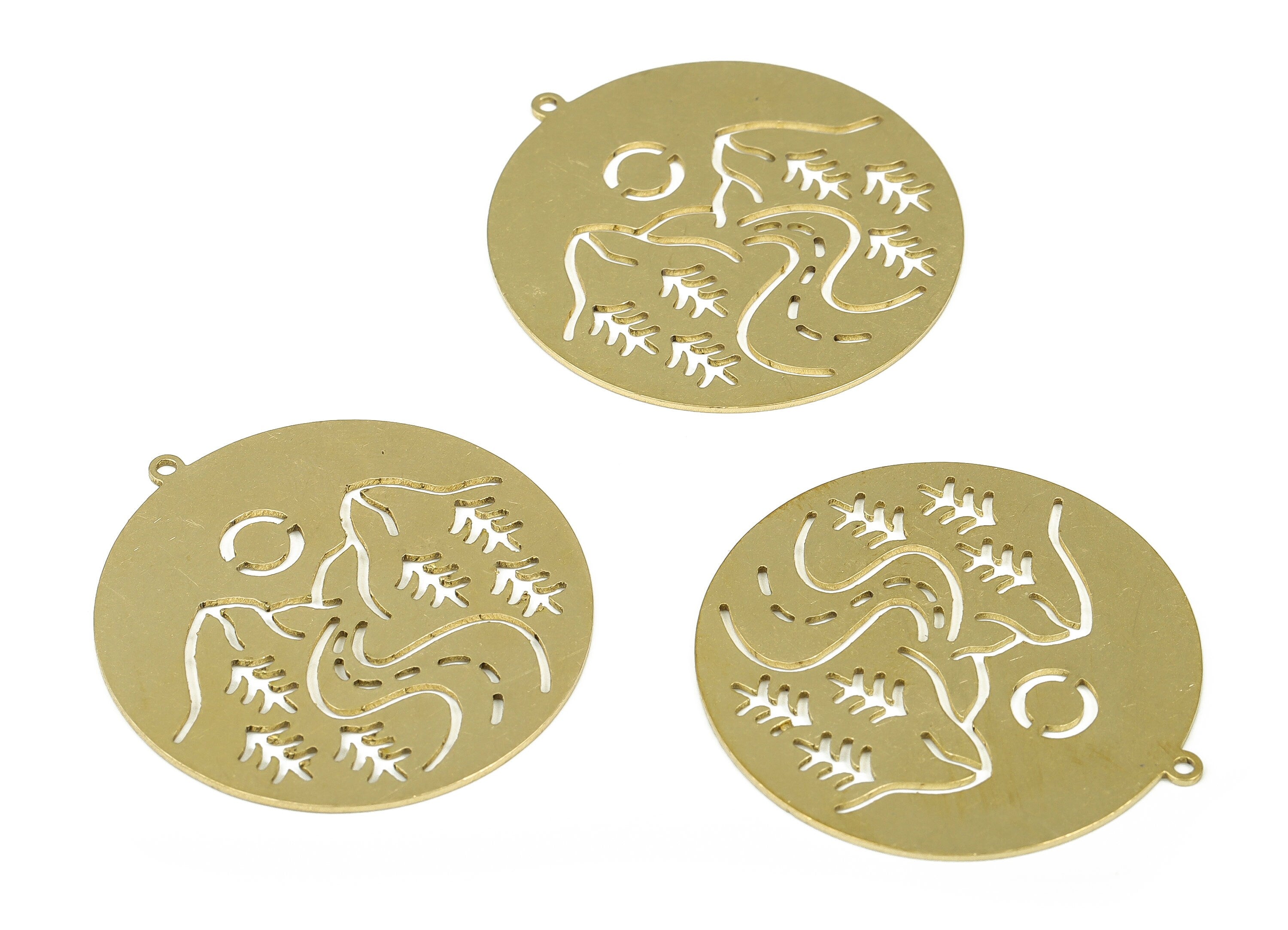 Brass Round Landscape Mountain Charm - Raw Brass Mountain Circle Pendant - Earring Finding - Jewellery Supplies - 37.21x35.01x0.8mm - PP4264 - DOMEDBAZAAR