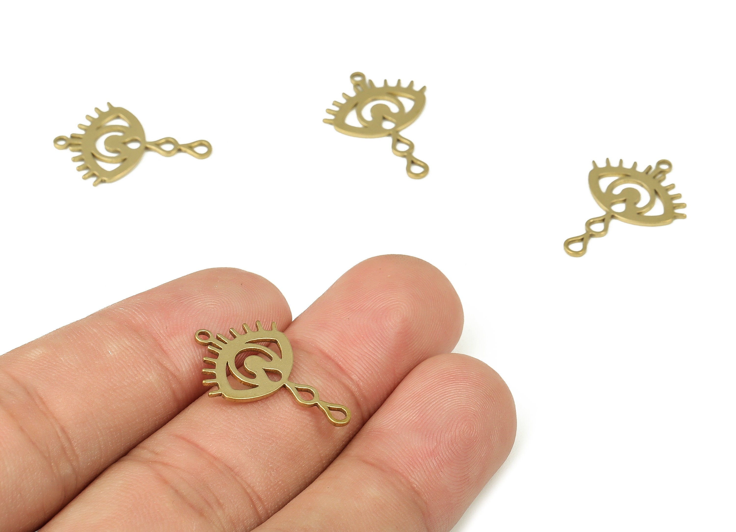 Crying Eye Pendant Charm - Raw Brass Tear Drop Eye Earring Charms – Earring Findings - Jewelry Making Supplies - 21.93x15.9x0.8mm - PP4273 - DOMEDBAZAAR