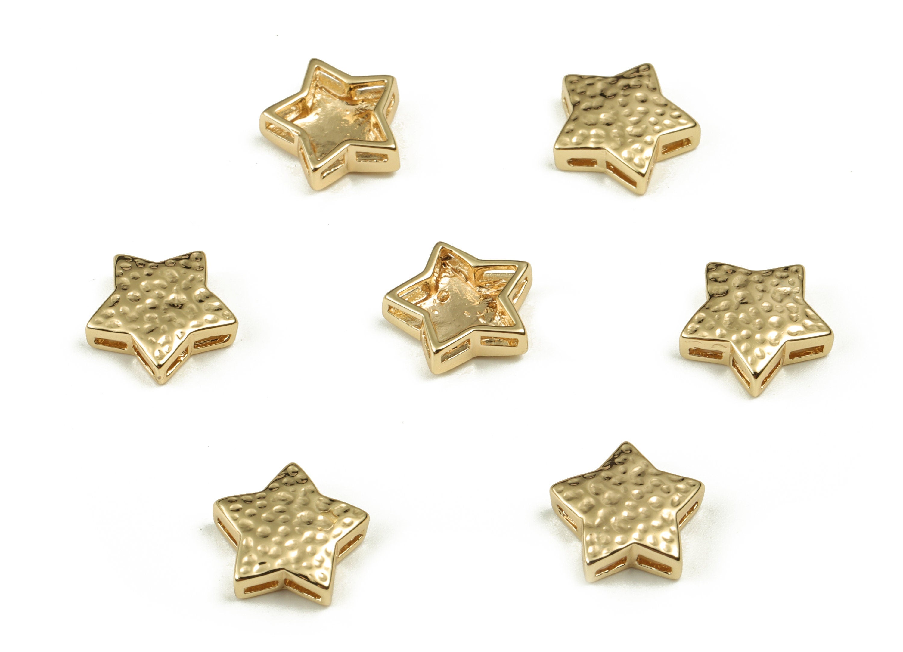 Star Spacer Bead - Brass Star Charms - Gold Star Pendant - 18K Real Gold Plated Brass - Jewelry Making Supplies - 10.28x9.93x3mm - RGP3938 - DOMEDBAZAAR