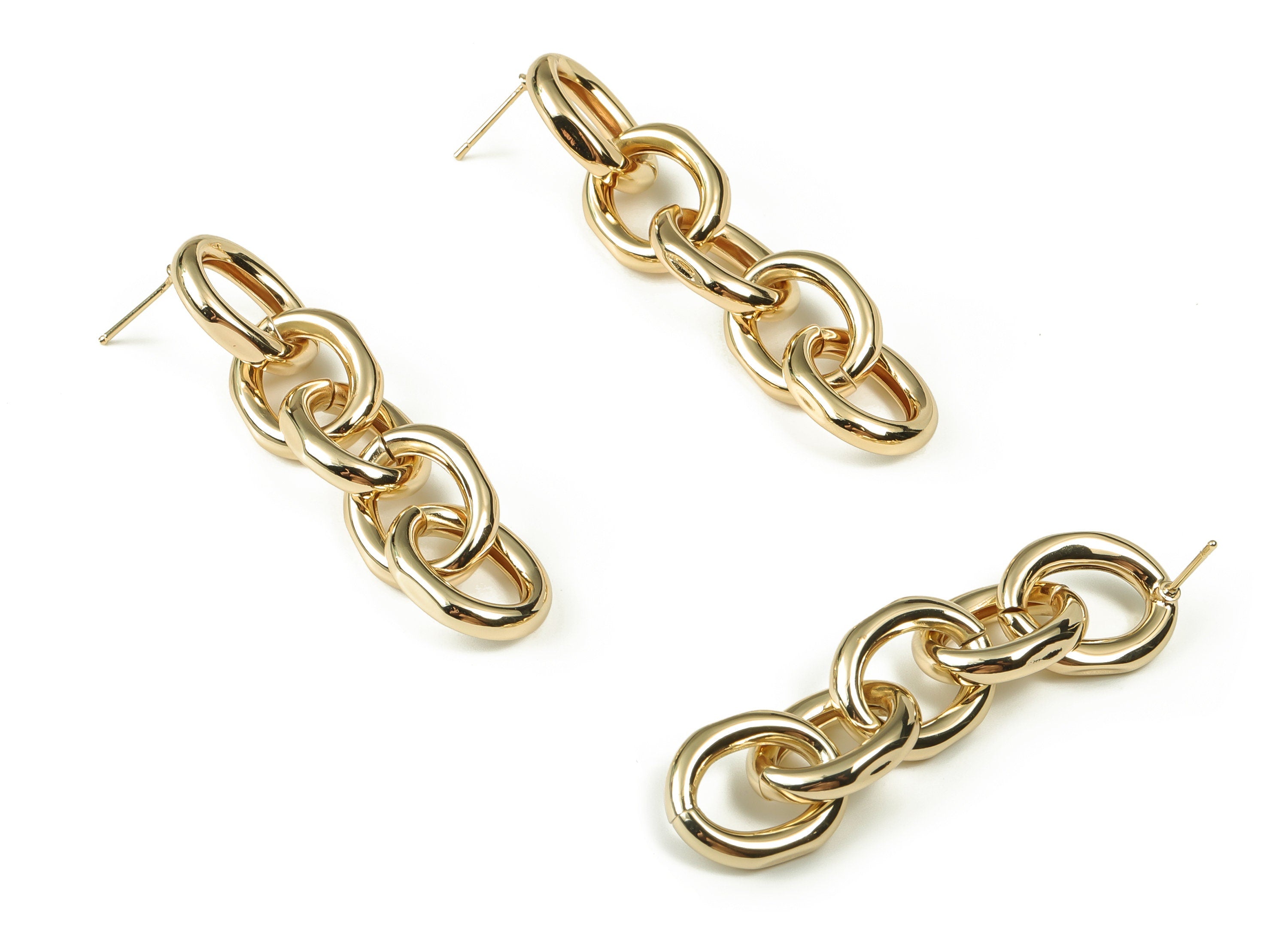 Brass 5 Ovals Earring Post - Gold 5 Ovals Earring Stud - 18K Real Gold Plated Brass - Stainless Steel Stud - 62.39x13.64x3.46mm - RGP3394 - DOMEDBAZAAR