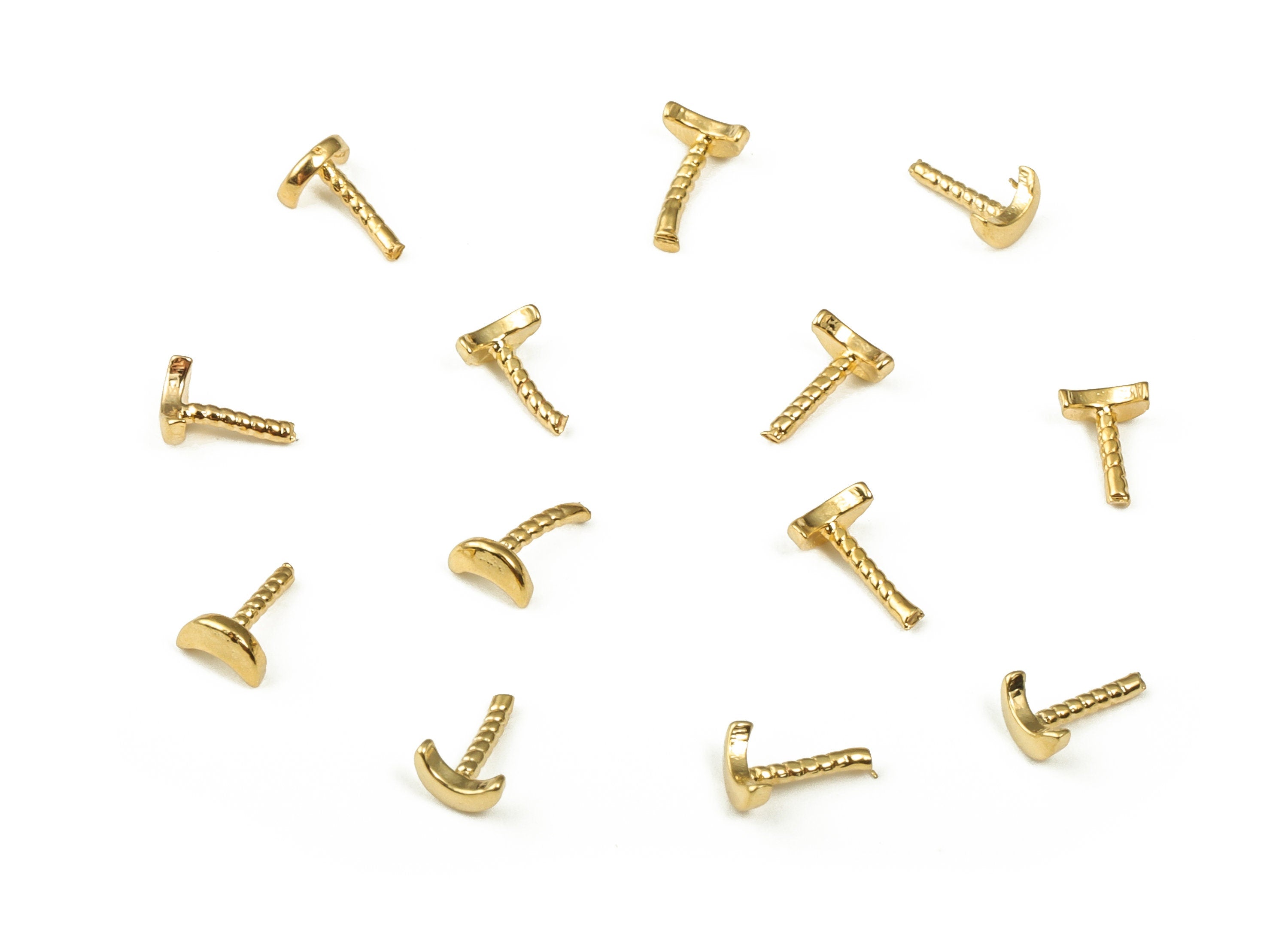 Brass Moon Bead Cap – Gold Plated Cap Bail Peg for Half Drilled Beads – 18 K Real Gold Plated Brass – 3.5x2.15x1.19mm – RGP3930 - DOMEDBAZAAR