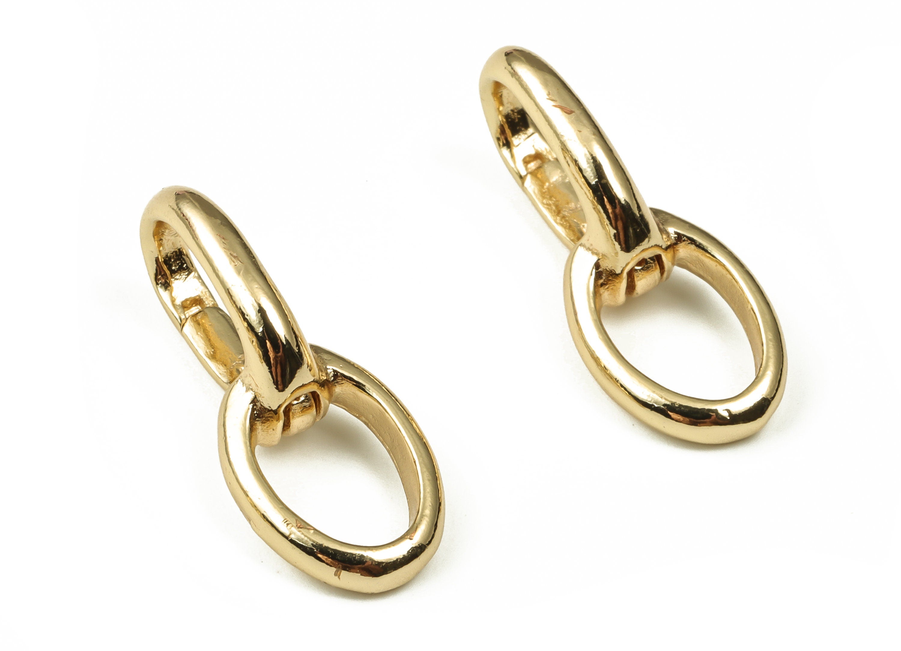 Brass Oval Clap Earring Connector - Gold Oval Clips Parrot - 18K Real Gold Plated Brass - Jewelry Supplies - 24.54x10.21x2.7mm - RGP3926 - DOMEDBAZAAR