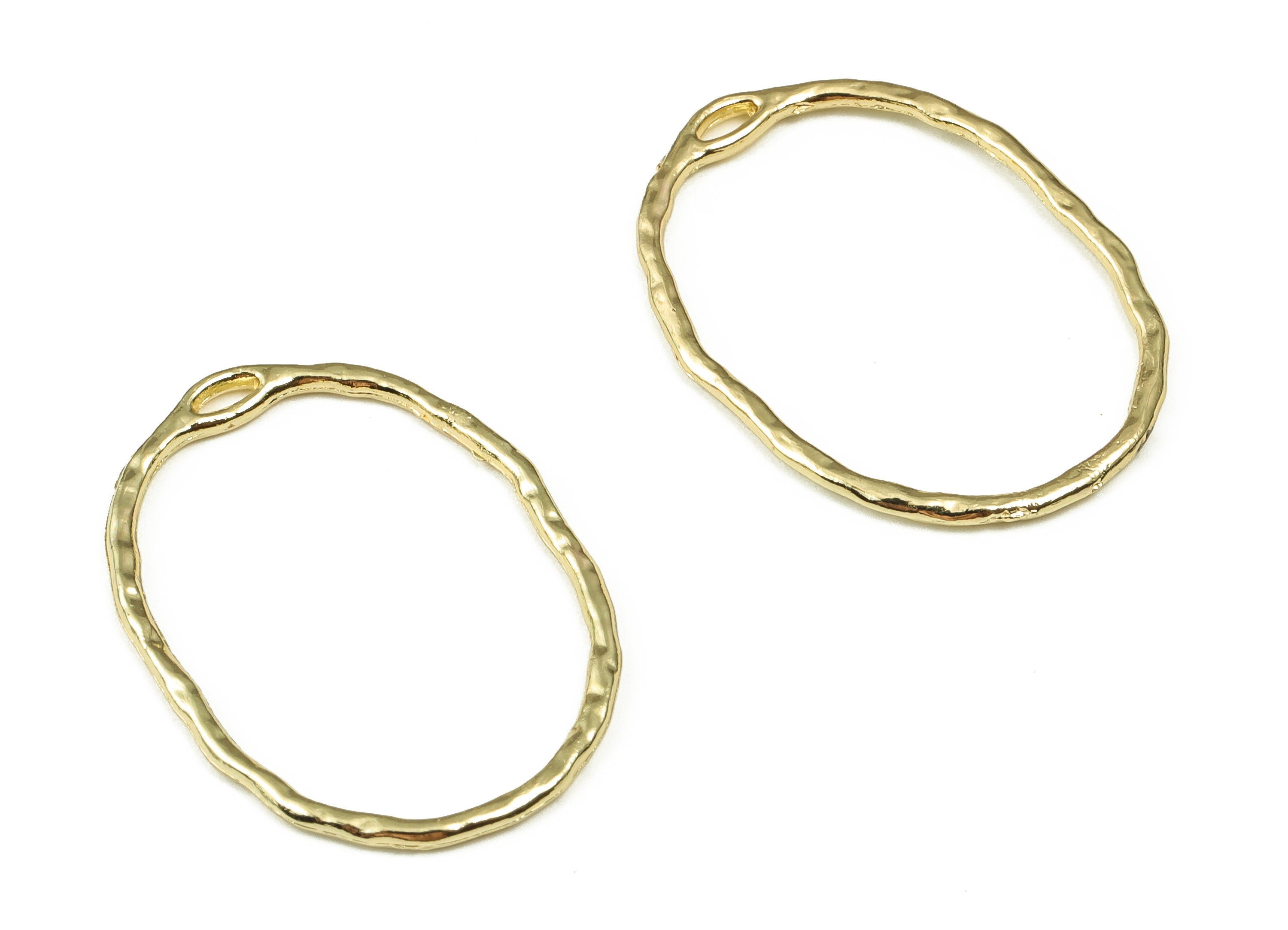 Alloy Oval Earring Charms - Zinc Alloy Oval Pendant - Gold Tone Plated Alloy - Jewelry Making Supplies - 30.02x21.76x1.35mm - ZZ1807 - DOMEDBAZAAR