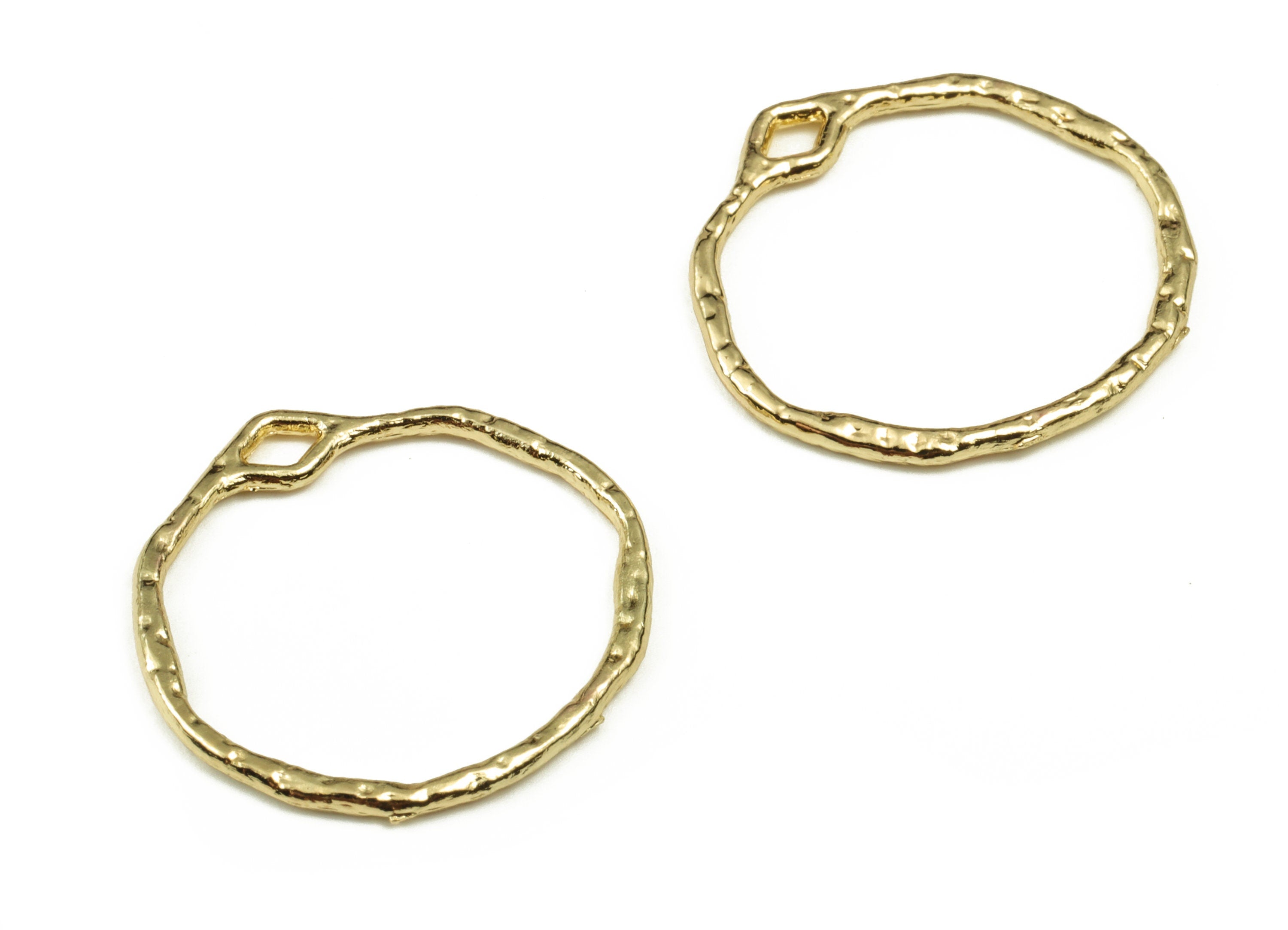 Alloy Round Earring Charms - Zinc Alloy Circle Pendant - Gold Tone Plated Alloy - Jewelry Making Supplies - 22.81x21.16x1.24mm - ZZ1805 - DOMEDBAZAAR