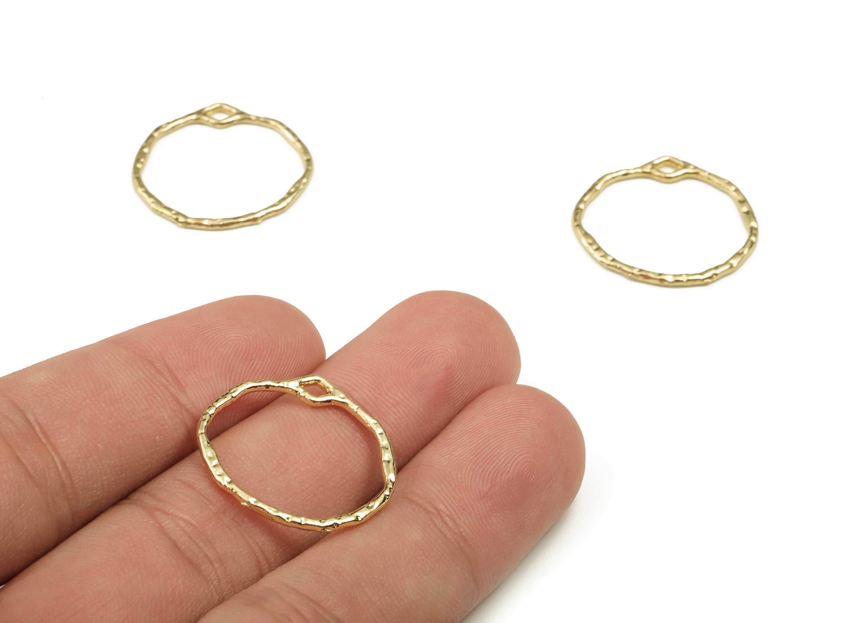Alloy Round Earring Charms - Zinc Alloy Circle Pendant - Gold Tone Plated Alloy - Jewelry Making Supplies - 22.81x21.16x1.24mm - ZZ1805 - DOMEDBAZAAR