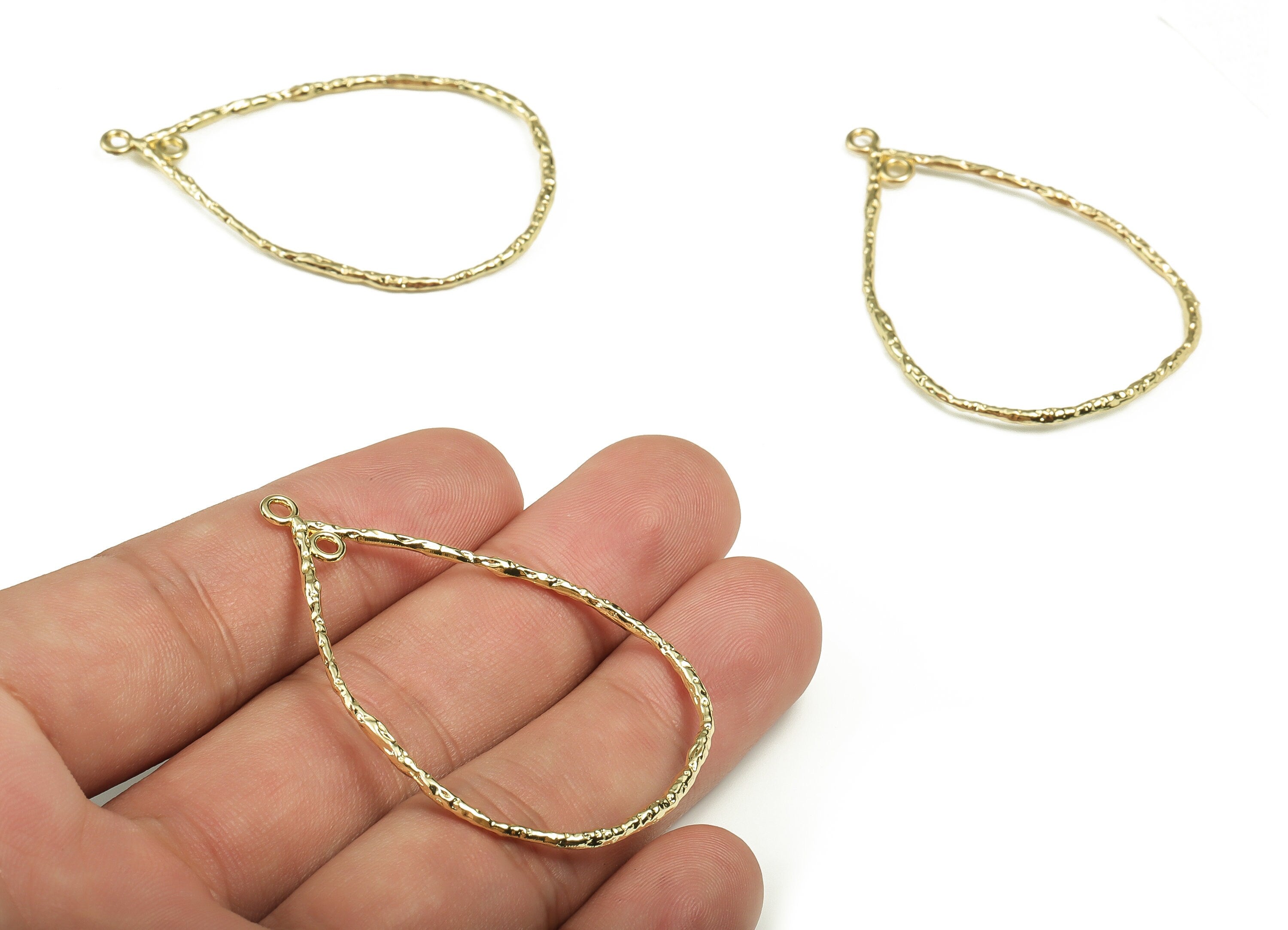 Alloy Drop Earring Connector - Zinc Alloy Drop Pendant - Gold Tone Plated Alloy - Jewelry Making Supplies - 50.84x34.4x1.9mm - ZZ1812 - DOMEDBAZAAR