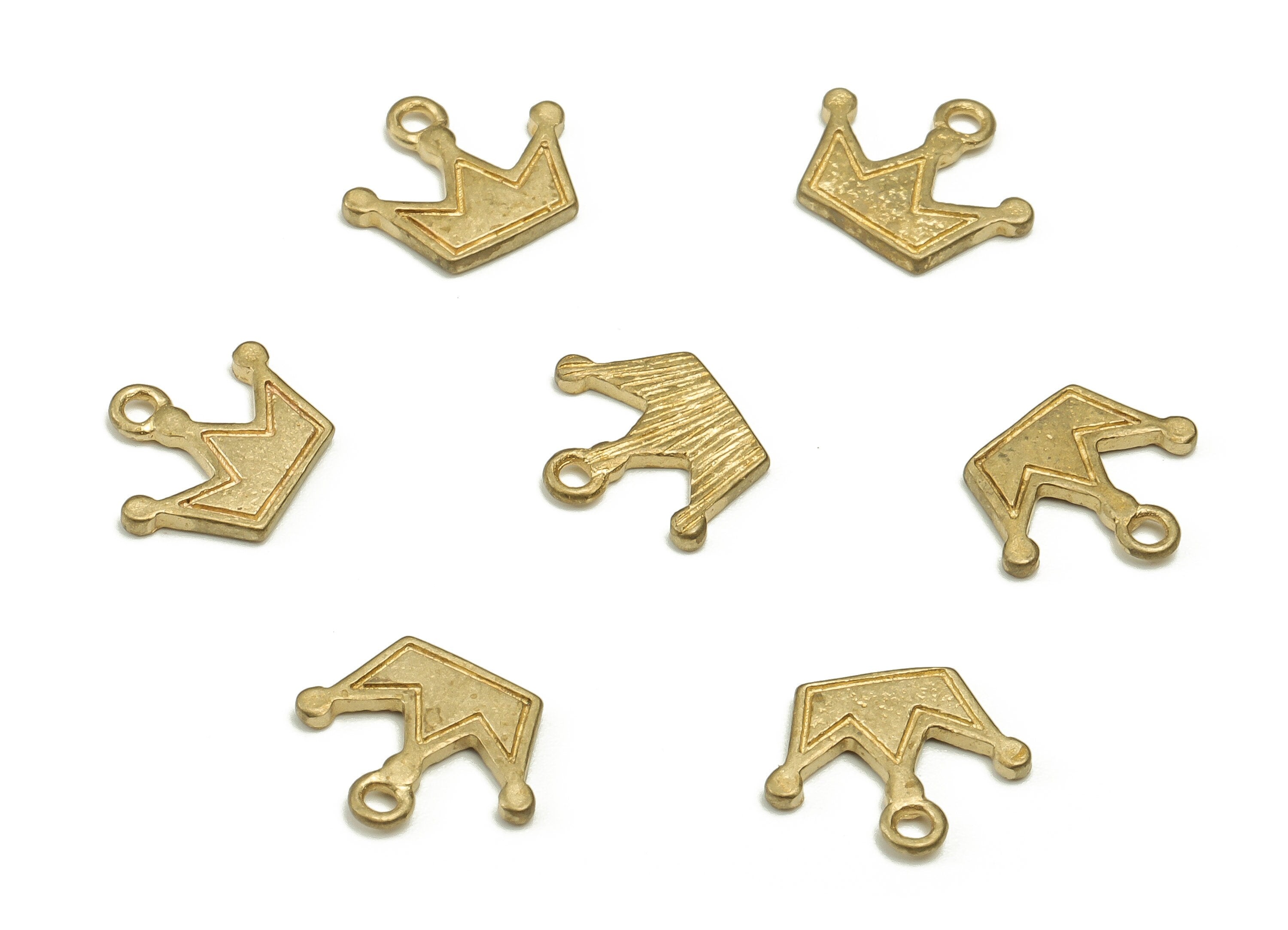 Brass Crown Earring Charms - Raw Brass Crown Pendant - Earring Finding - DIY Jewelry Making Supplies - 8.52x10.25x1.08mm - PP4645 - DOMEDBAZAAR