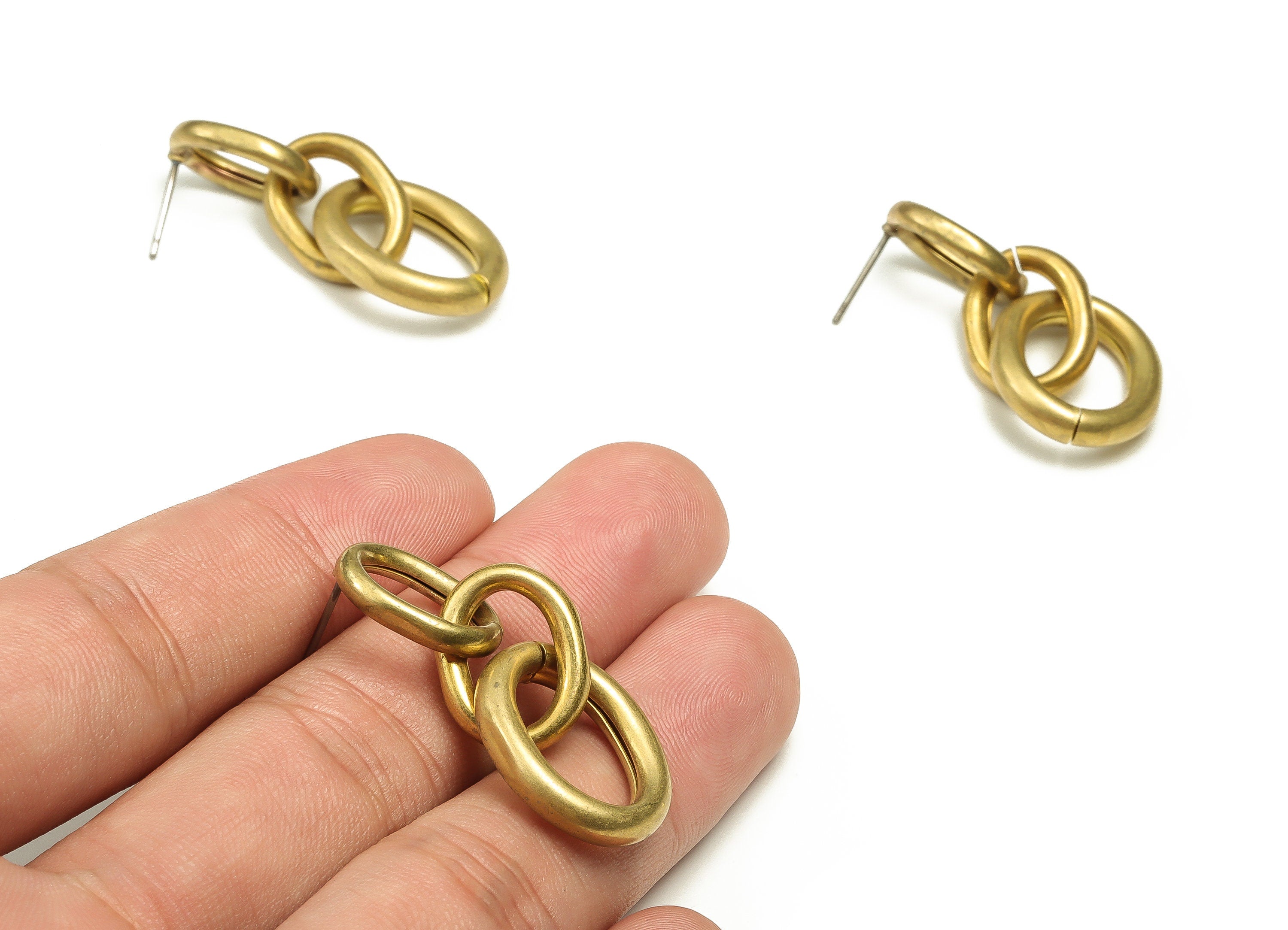 Brass Oval Earring Stud - Raw Brass Oval Earring Post - Brass Stud - Earring Post - Jewelry Making Supplies - 40.6x16.85x4mm - PP4636 - DOMEDBAZAAR