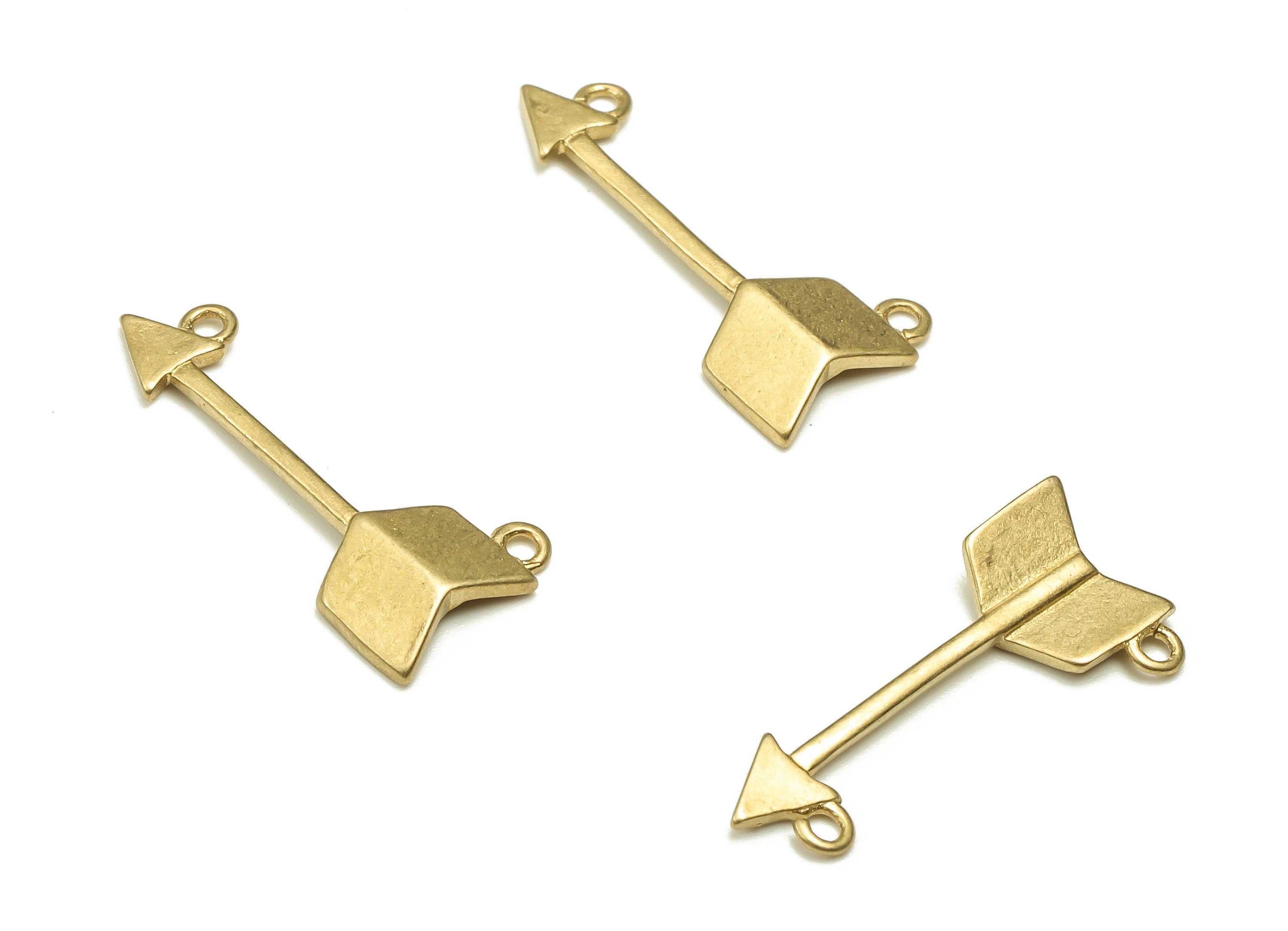 Brass Arrow Earring Connector - Raw Brass Arrow Earring Charms - Earring Findings - Jewelry Making Supplies - 19.07x8.59x1.86mm - PP4552 - DOMEDBAZAAR