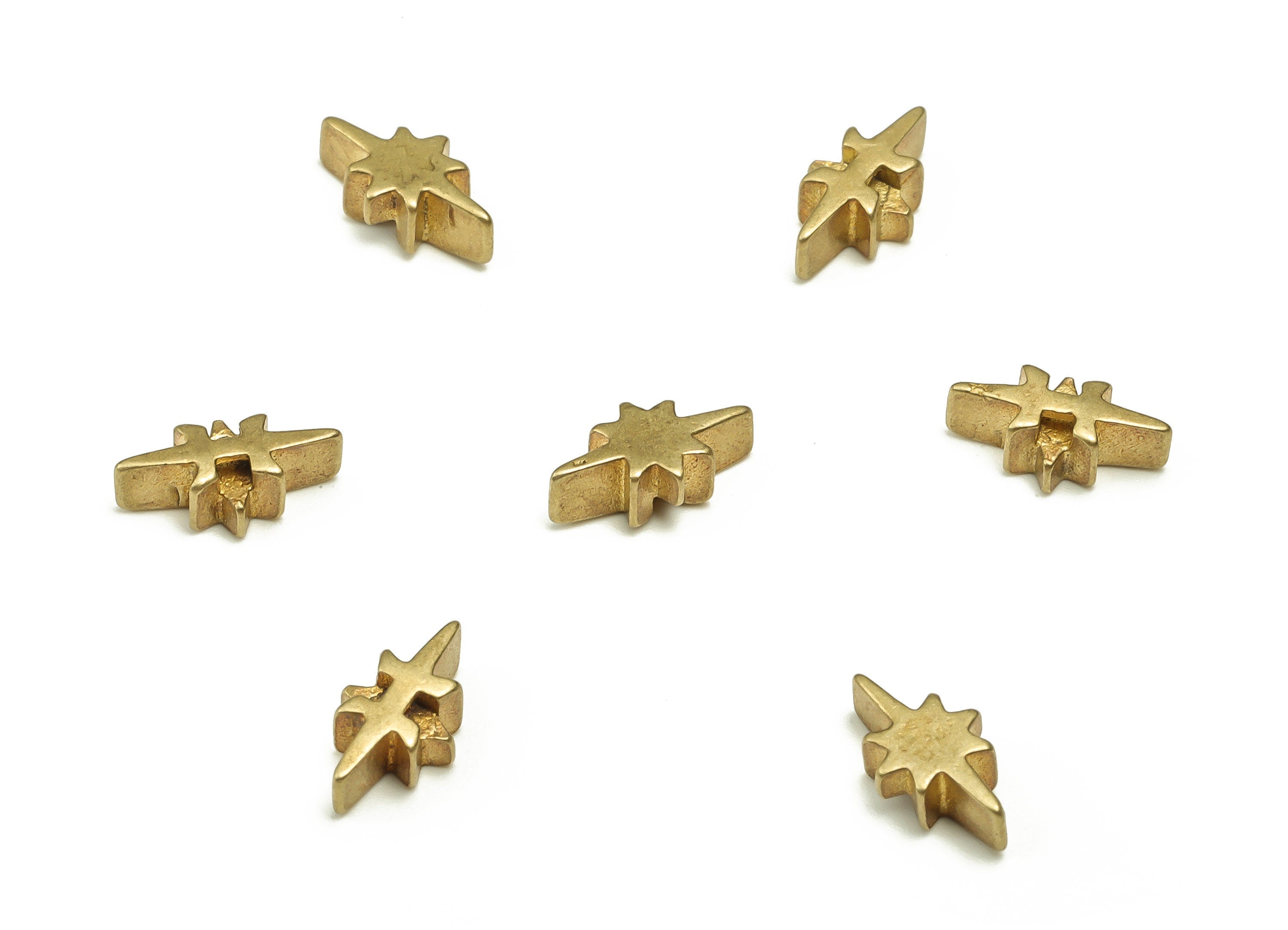 Brass Star Beads – Raw Brass Star Spacer Beads – Brass Star Charms - Earring Finding - Jewelry Making Supplies - 8.61x4.84x2.79mm - PP4566 - DOMEDBAZAAR