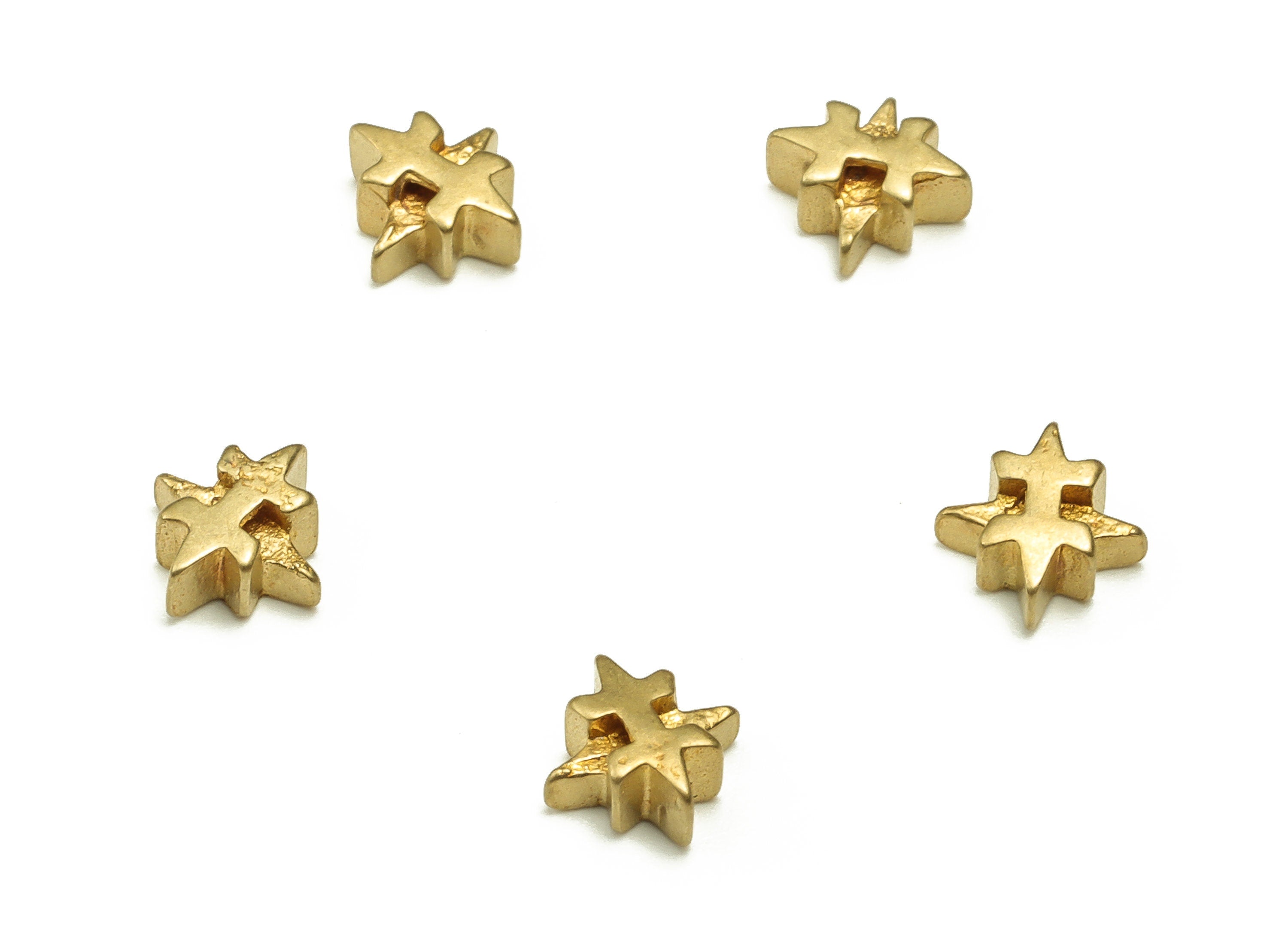 Brass Star Beads – Raw Brass Star Spacer Beads – Brass Star Charms - Earring Finding - Jewelry Making Supplies - 6.24x6.24x2.71mm - PP4646 - DOMEDBAZAAR