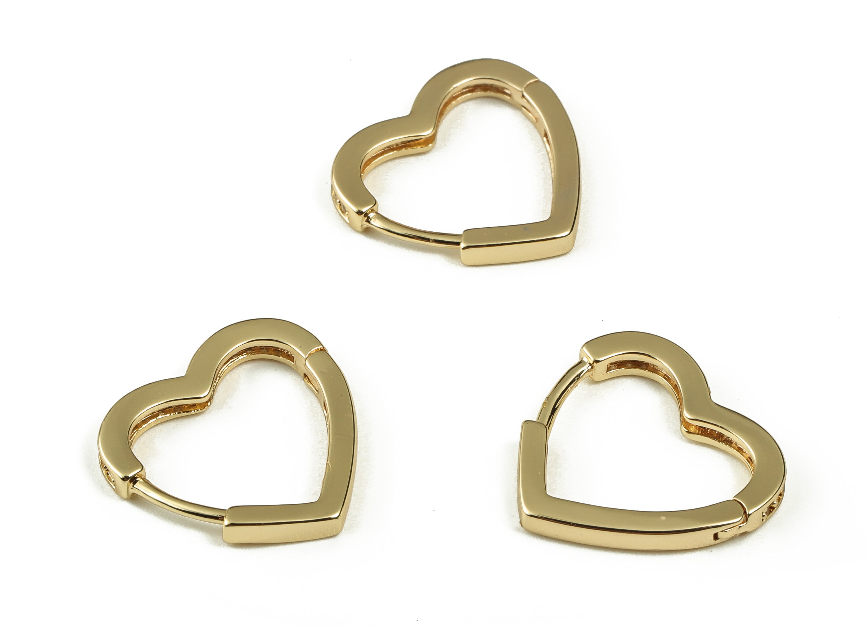Brass Love Heart Huggie Earrings - Brass ZirconHoop Earrings- 18k Gold Plated Brass - Jewelry Making Supplies - 15.81x14.94x1.91mm - RGP3211 - DOMEDBAZAAR