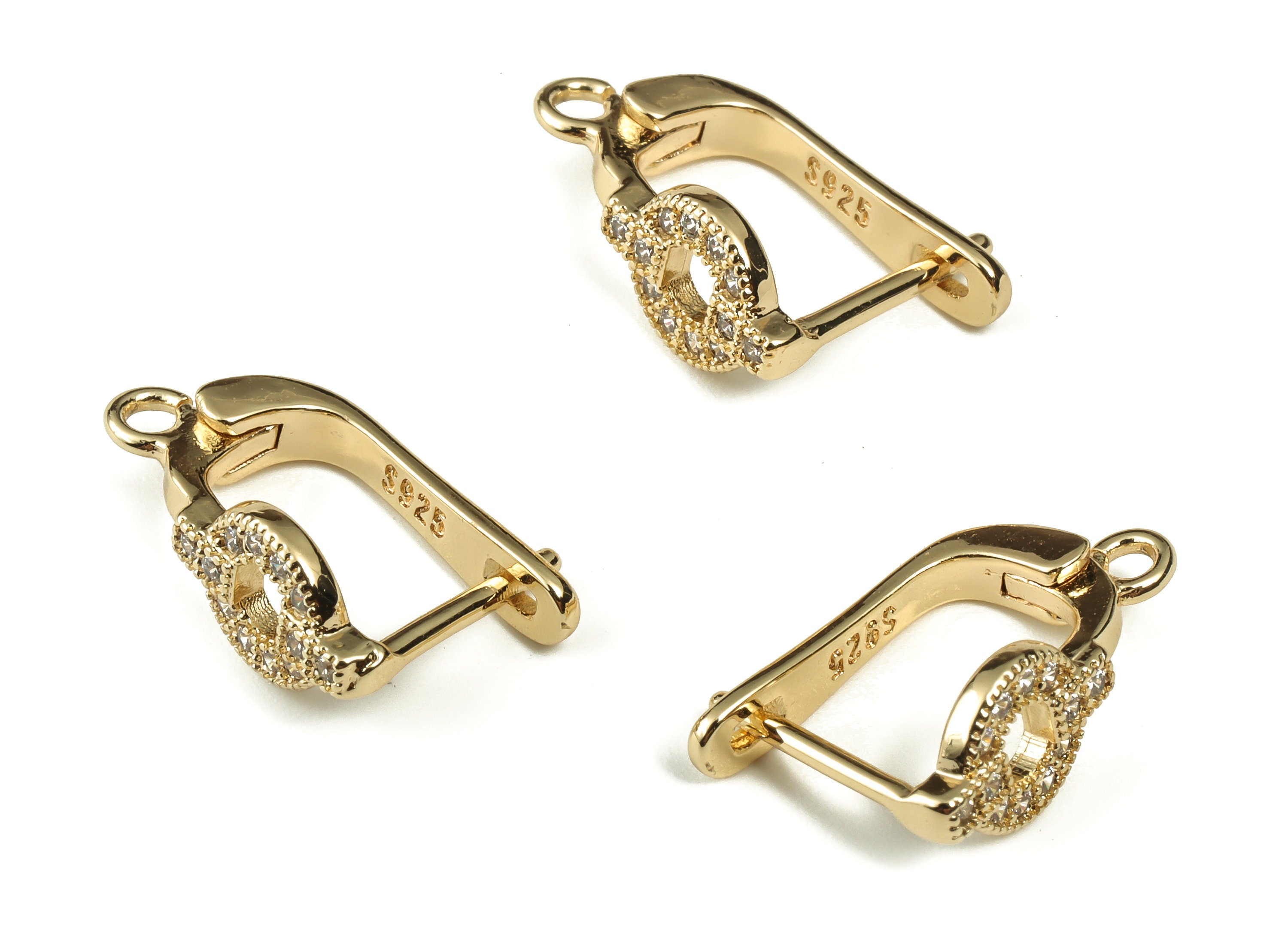 Brass Zircon Stud Earring - Brass Earring Stud with Zircon - 18K Real Gold Plated Brass - Jewelry Making Supplies -17.7x11.39x1.7mm- RGP3289 - DOMEDBAZAAR