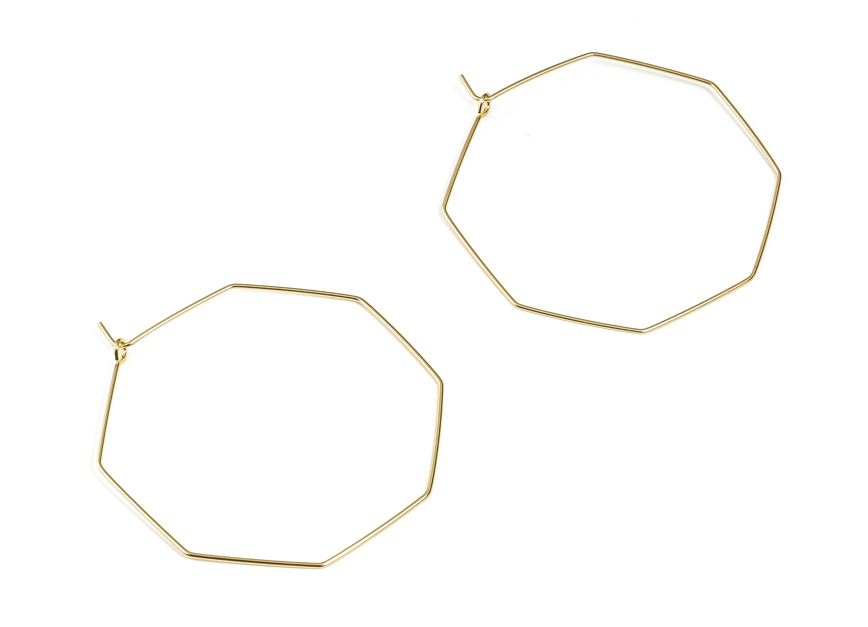 Wire Octagon Charm - Brass Wire Octagon Earring – 18K Real Gold Plated Brass – Jewelry Making Supplies – 59.15x49.54x0.71mm – RGP3230 - DOMEDBAZAAR