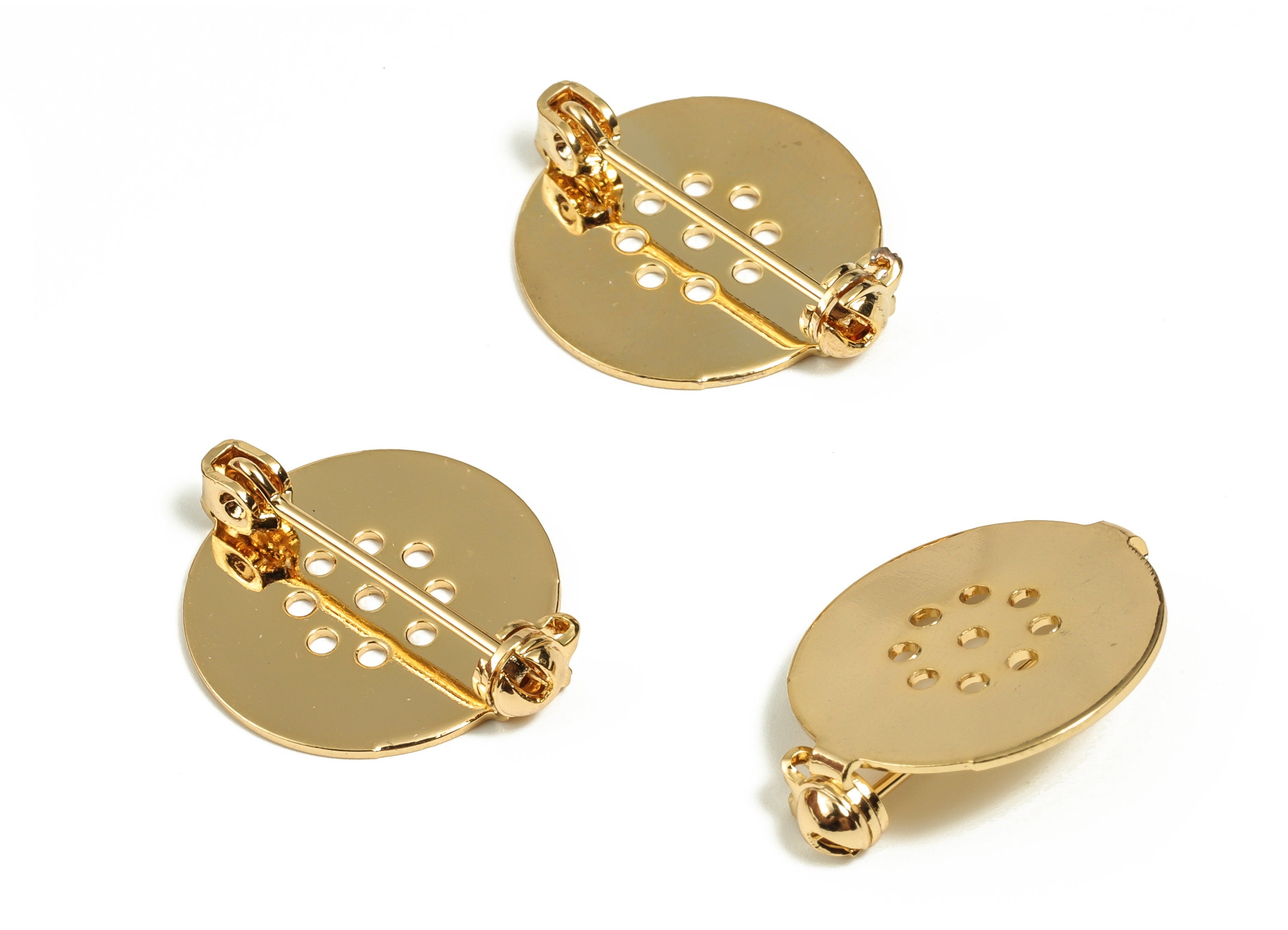 Brass Earring Round Earring - Zircon Gold Plated Pendant – 18K Real Gold Plated Brass – Jewelry Supplies - 21.64×17.87×0.71mm - RGP3254 - DOMEDBAZAAR