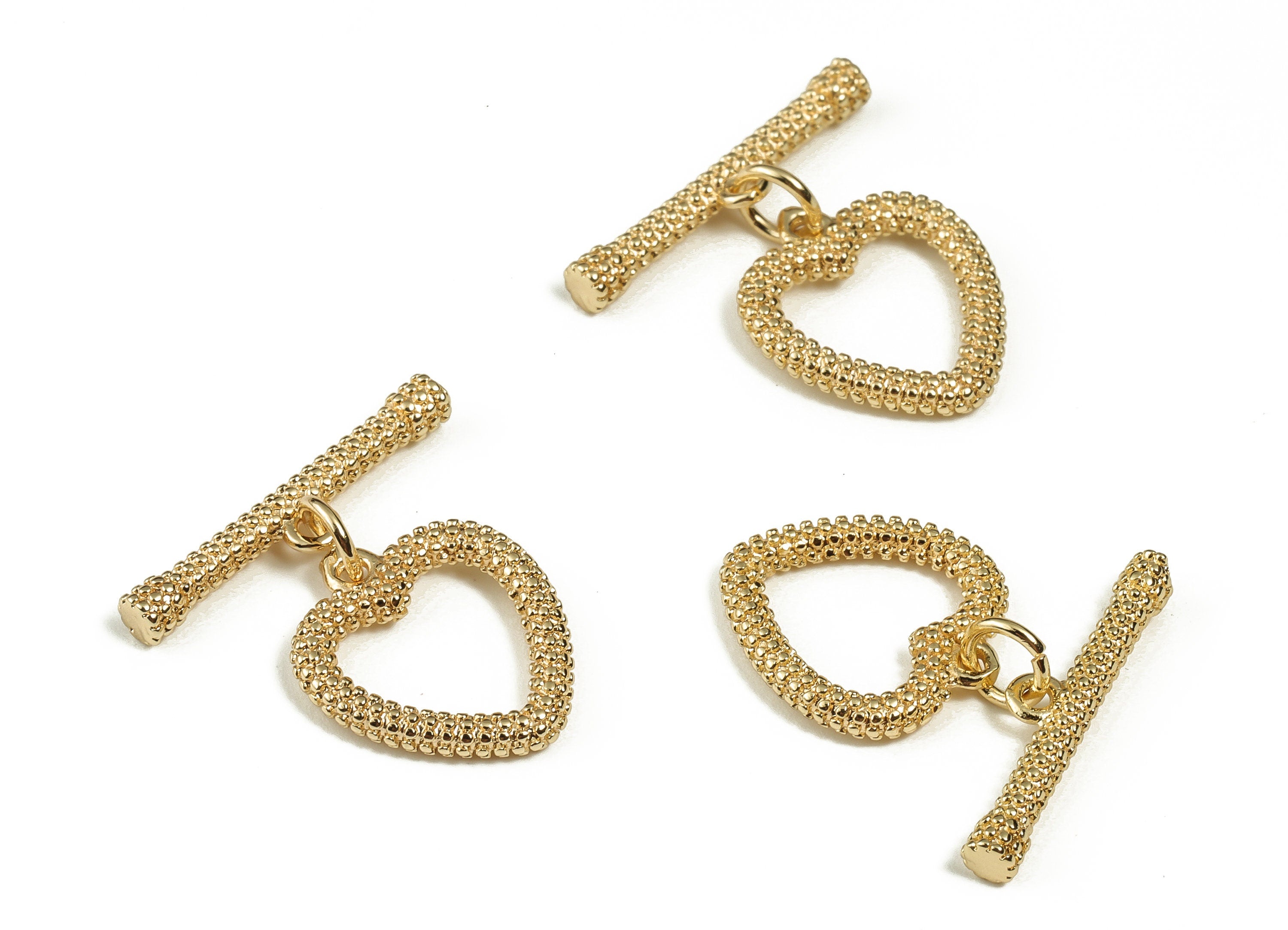 Brass Toggle Clasp - Brass Heart Toggle Clasp – Brass Plated Heart Toggle Clasp – 18K Real Gold Plated Brass - 21.23x20.19x2.84mm - RGP3240 - DOMEDBAZAAR
