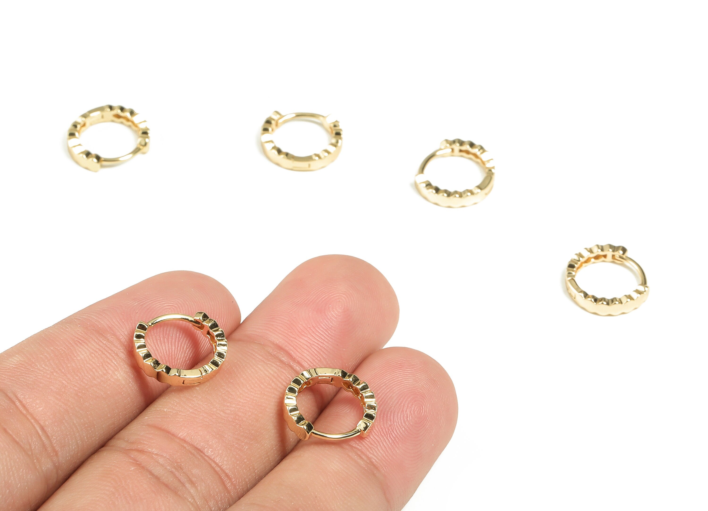 Brass Round Hoop Earring - Brass Hoop Stud Earring - Dainty Earrings - 18k Gold Plated Brass - Jewelry Supplies -12.43x11.64x1.27mm- RGP3258 - DOMEDBAZAAR